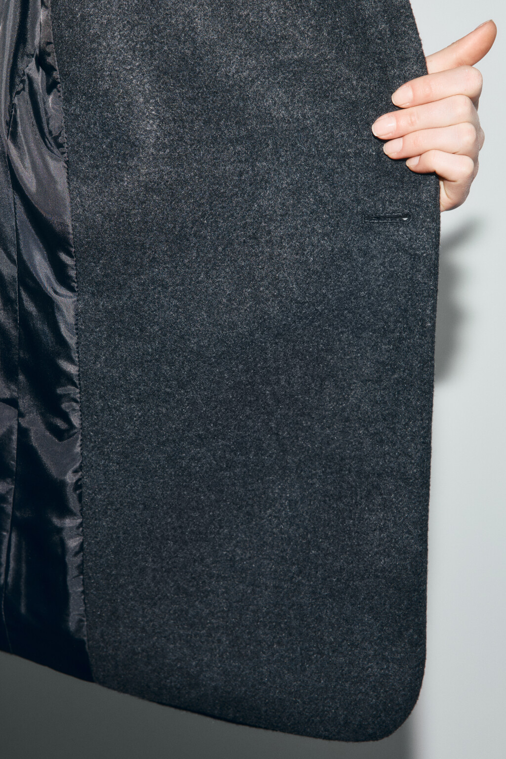 Пальто драповое приталенное с отложным воротником - цвет серый - 7