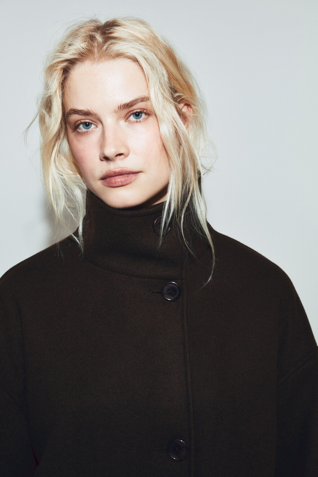 Полупальто драповое с воротником-стойкой - цвет коричневый - 7