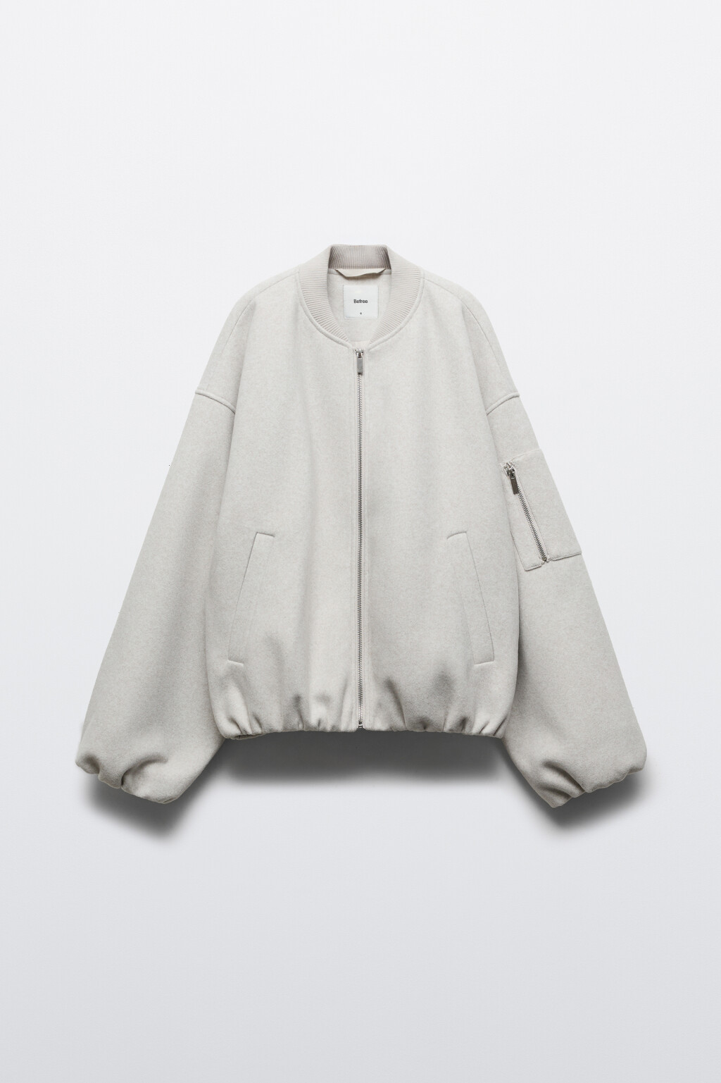 Куртка-бомбер из драповой ткани без капюшона - цвет молочный - 1