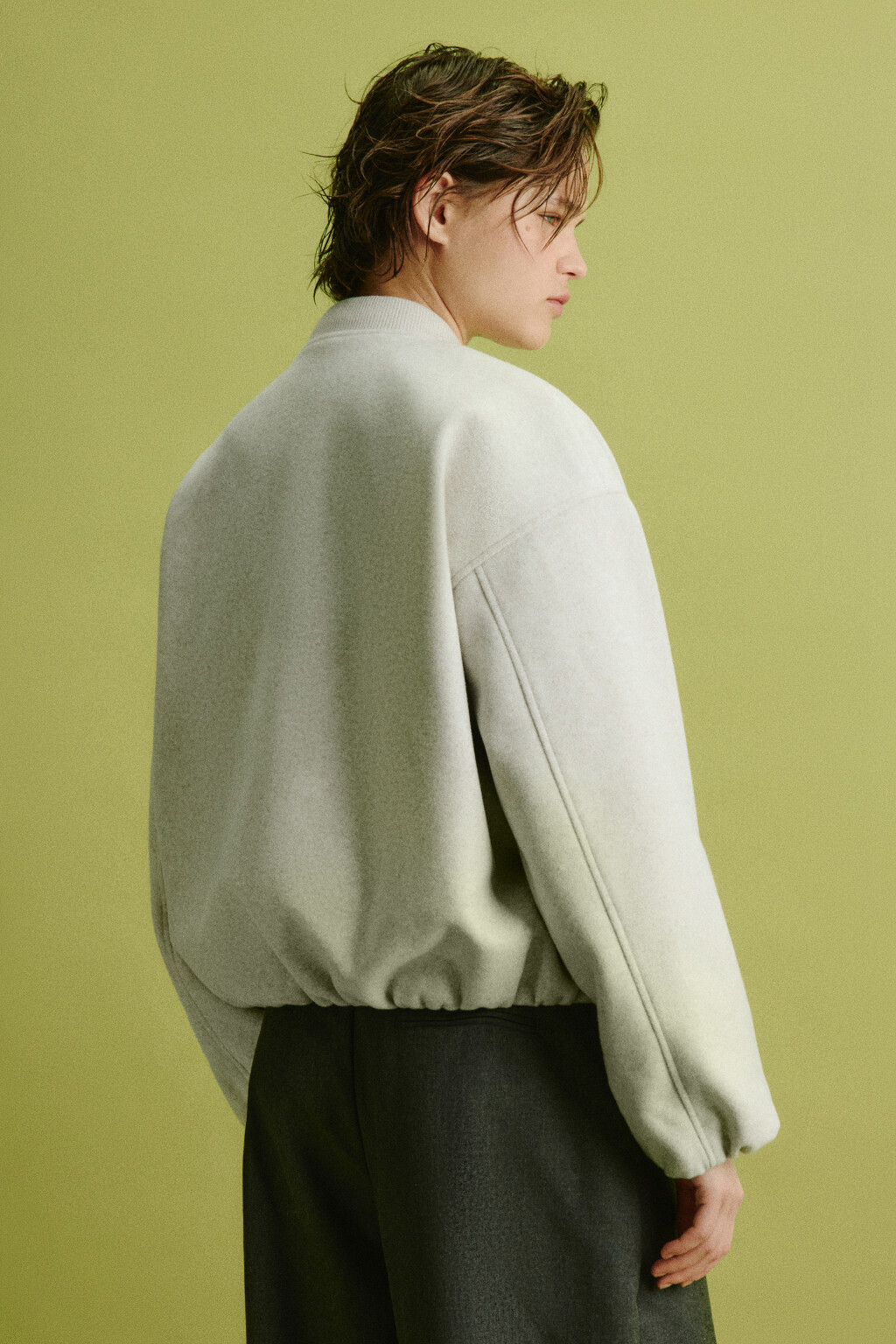 Куртка-бомбер из драповой ткани без капюшона - цвет молочный - 5