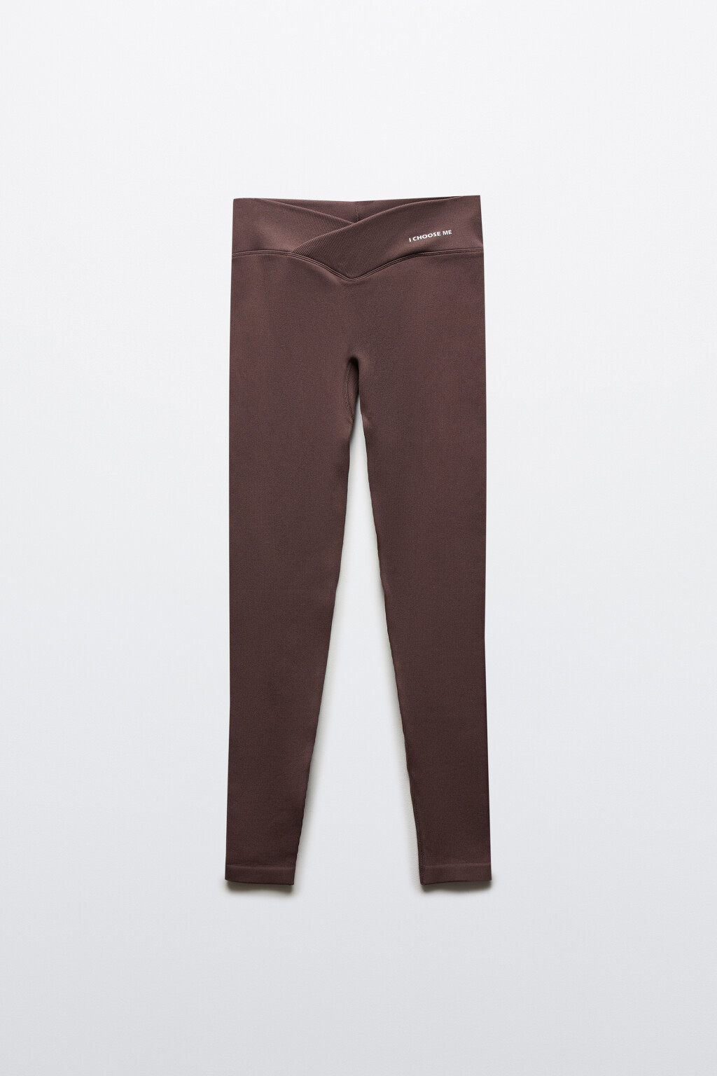 Леггинсы спортивные в рубчик с надписью - цвет коричневый - 1