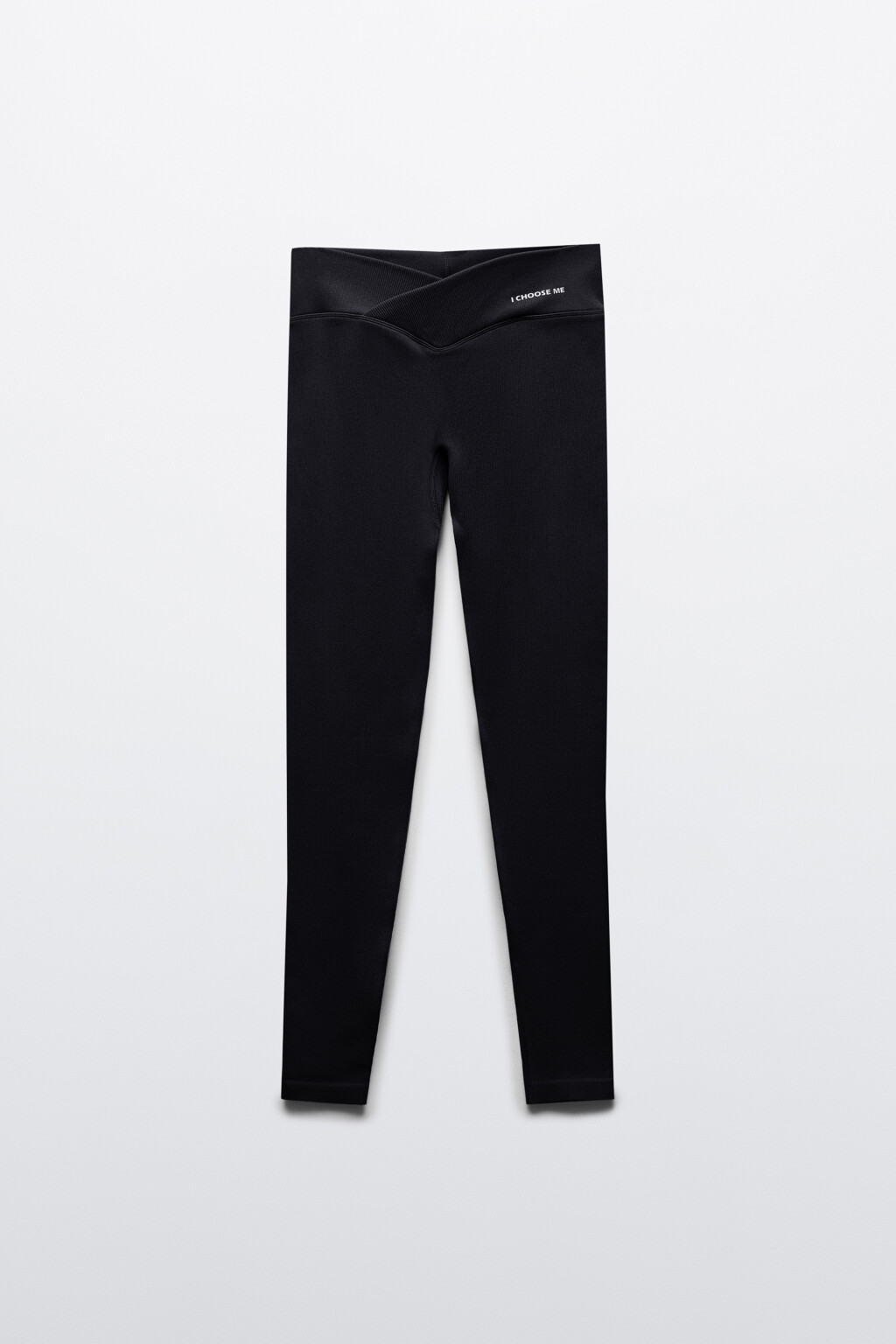 Леггинсы спортивные в рубчик с надписью - цвет черный - 1