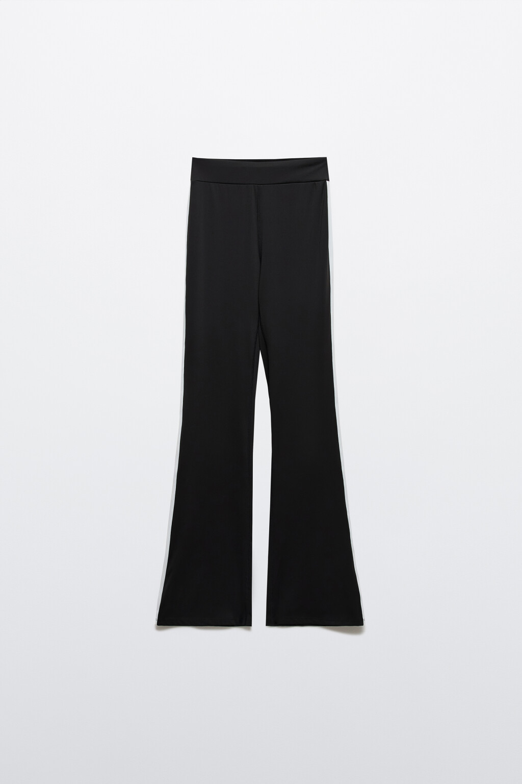 Брюки клеш спортивные с высокой посадкой и лампасами - цвет черный - 1