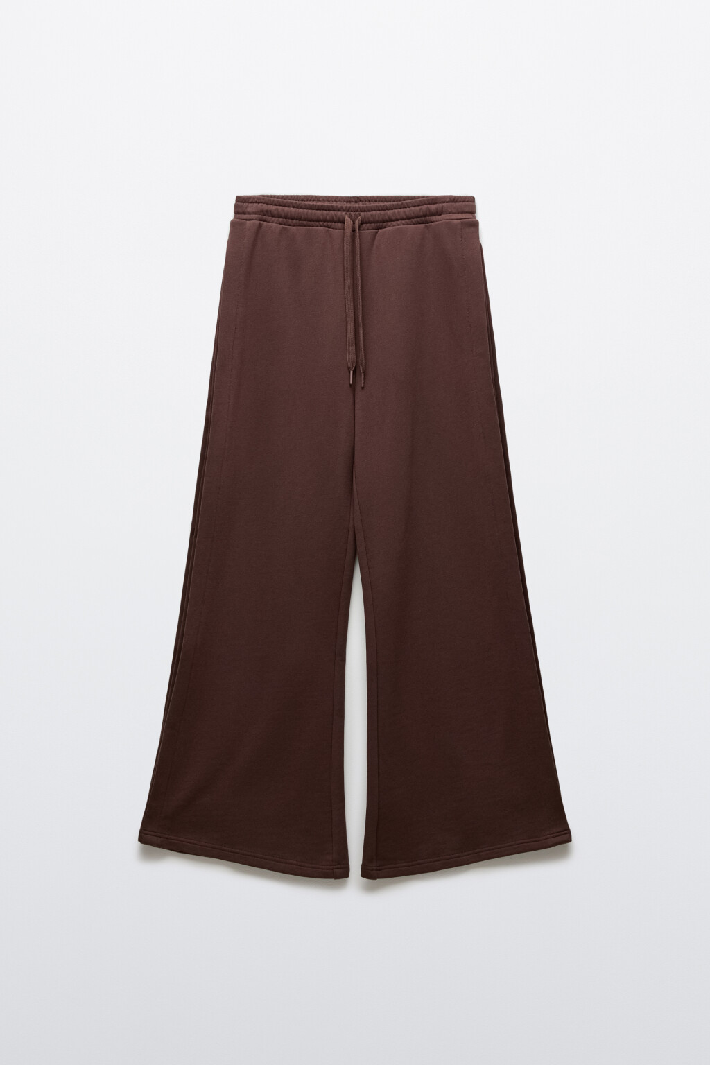 Брюки спортивные широкие из футера - цвет коричневый - 1