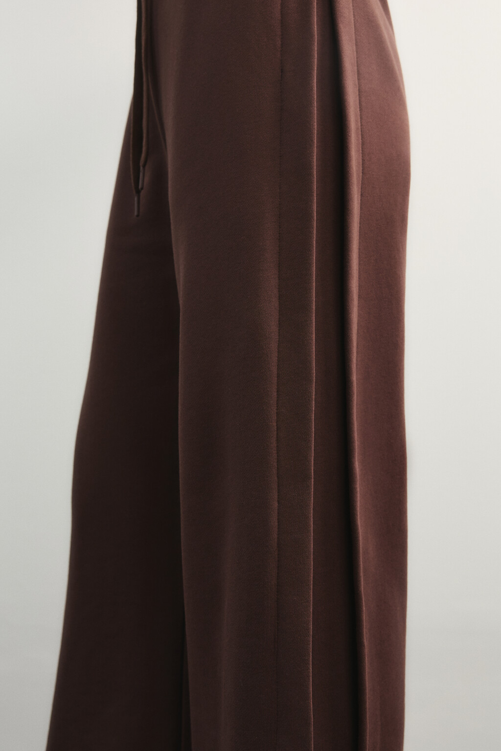 Брюки спортивные широкие из футера - цвет коричневый - 6