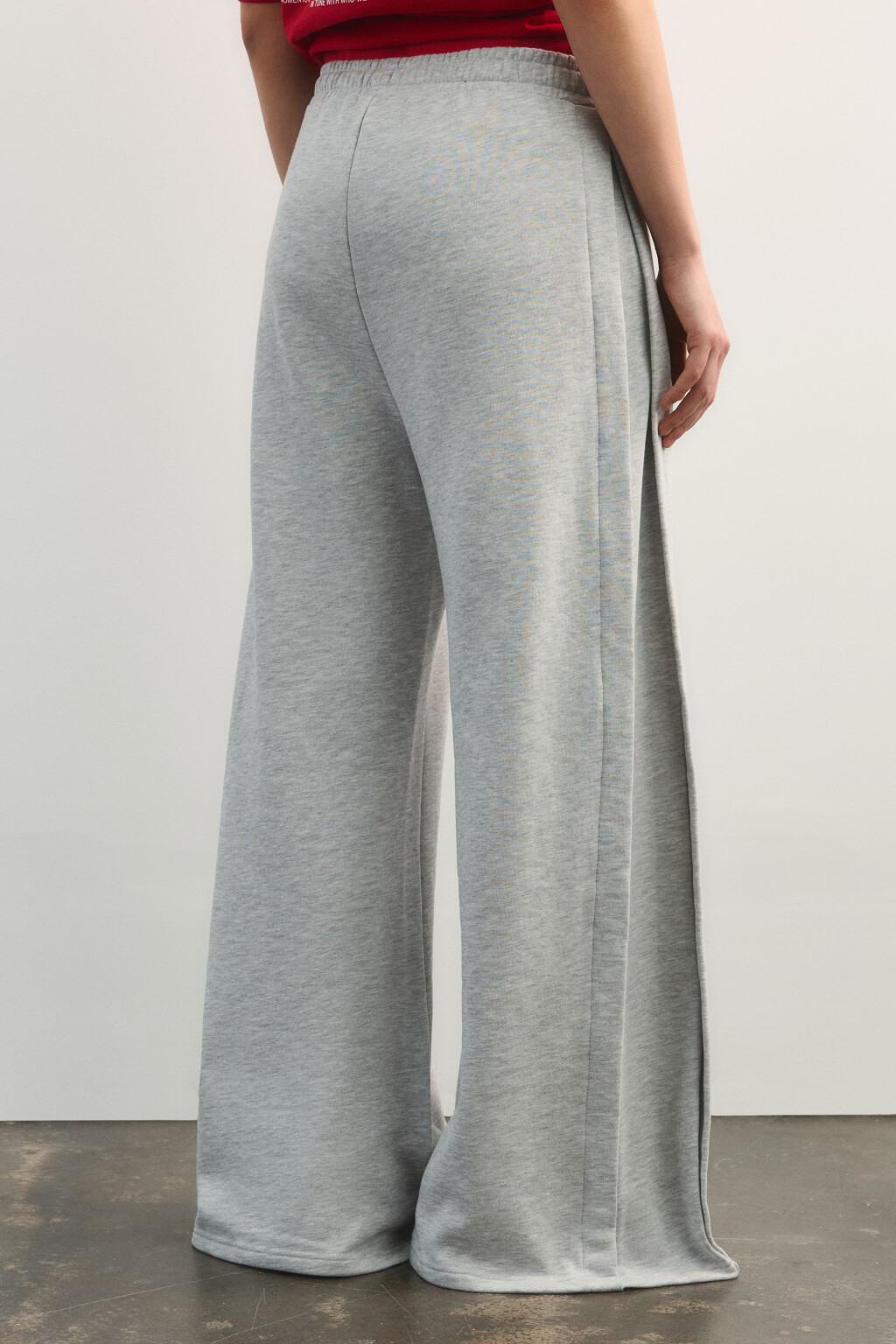Брюки спортивные широкие из футера - цвет серый - 3