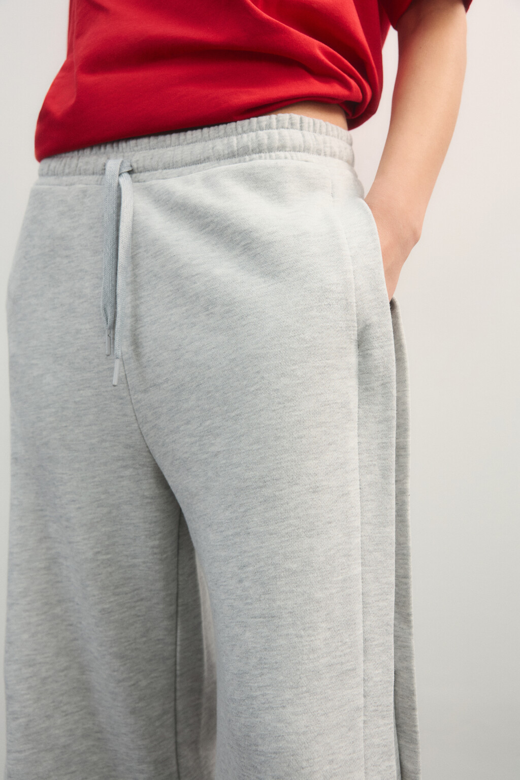 Брюки спортивные широкие из футера - цвет серый - 6