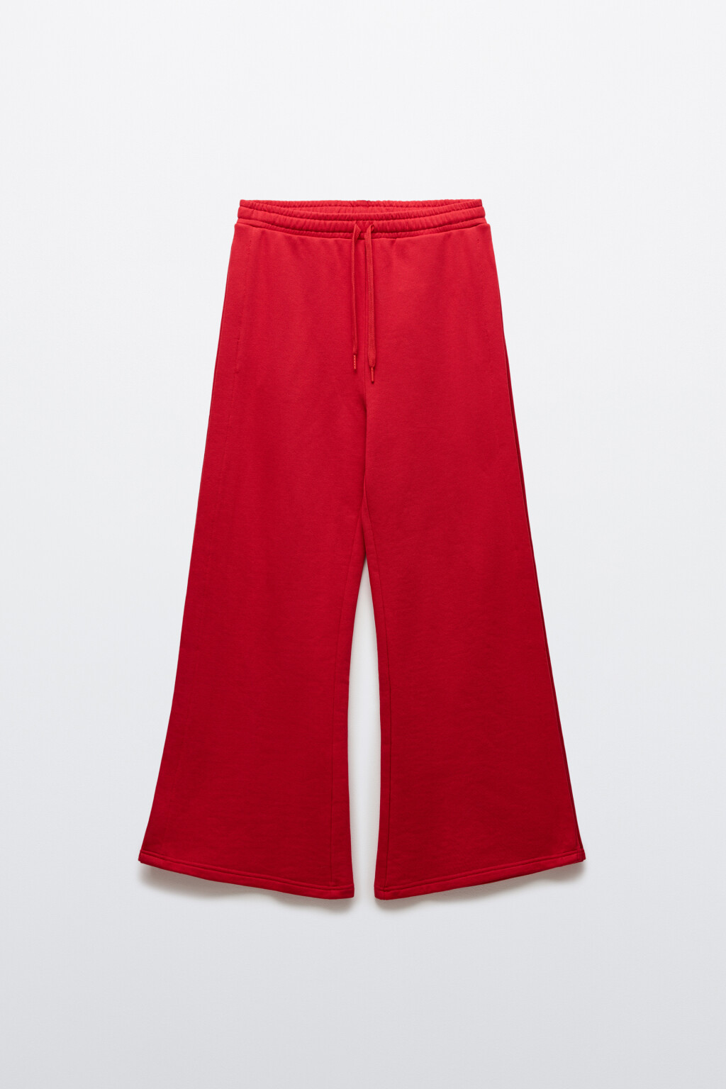 Брюки спортивные широкие из футера - цвет красный - 1