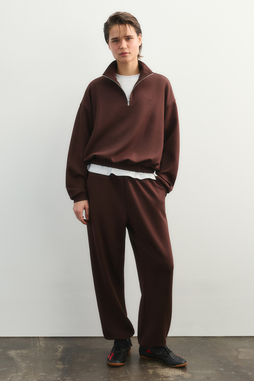 Брюки-джоггеры спортивные с высокой посадкой - цвет коричневый - 5