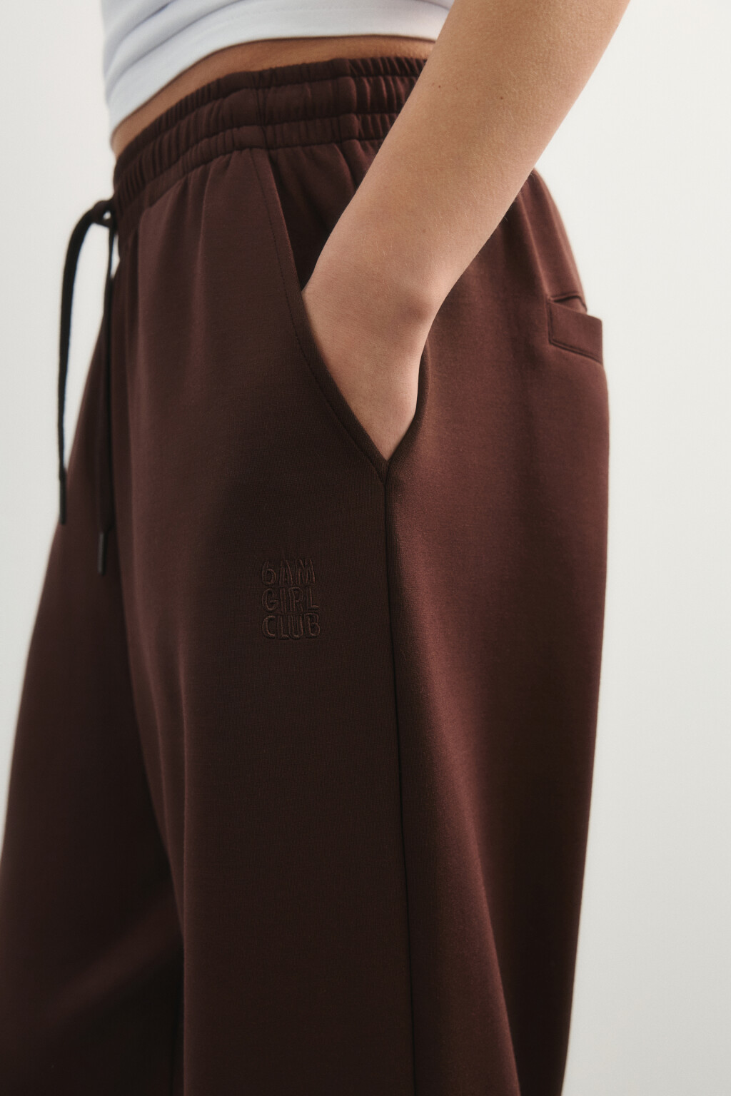 Брюки-джоггеры спортивные с высокой посадкой - цвет коричневый - 7