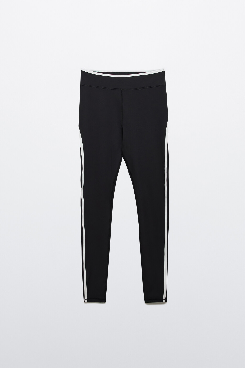 Леггинсы спортивные с лампасами - цвет черный - 1