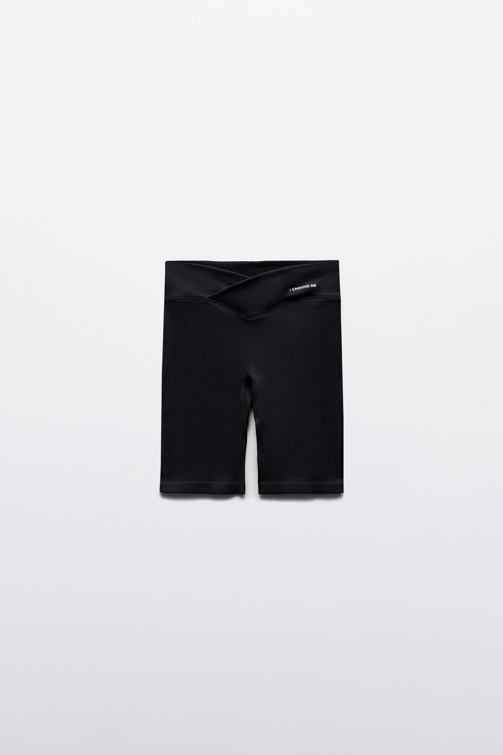 Шорты-велосипедки в рубчик с надписью - цвет черный - 1