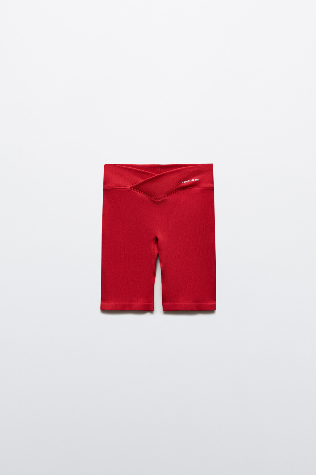 Шорты-велосипедки в рубчик с надписью - цвет красный - 1