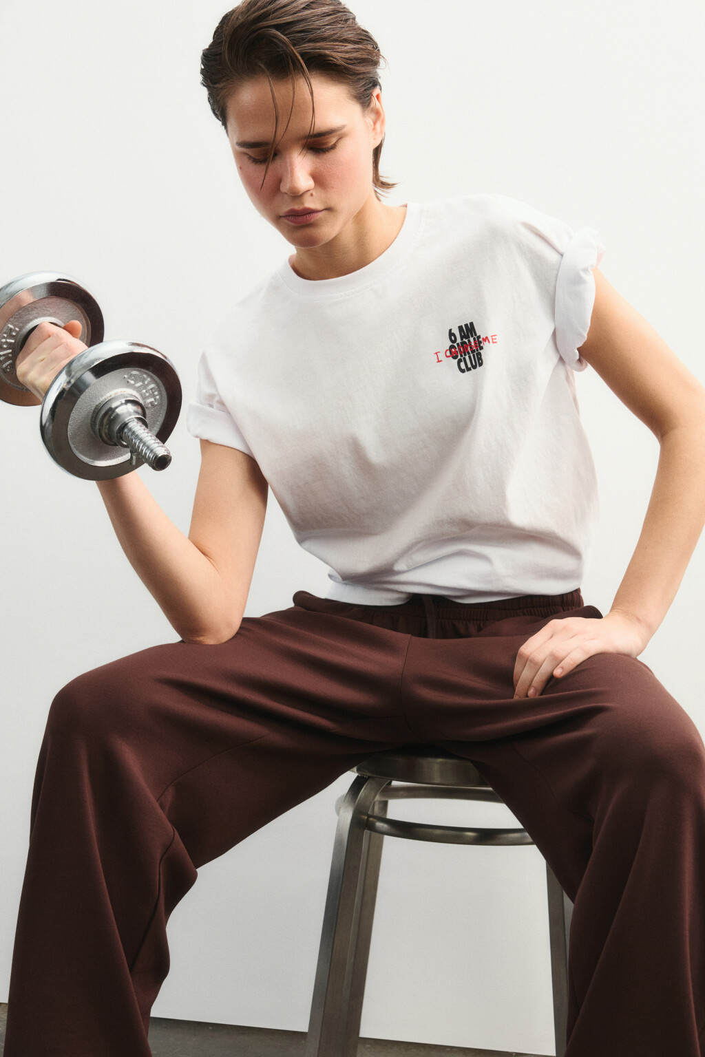 футболка спортивная хлопковая с принтом - цвет ванильный - 2