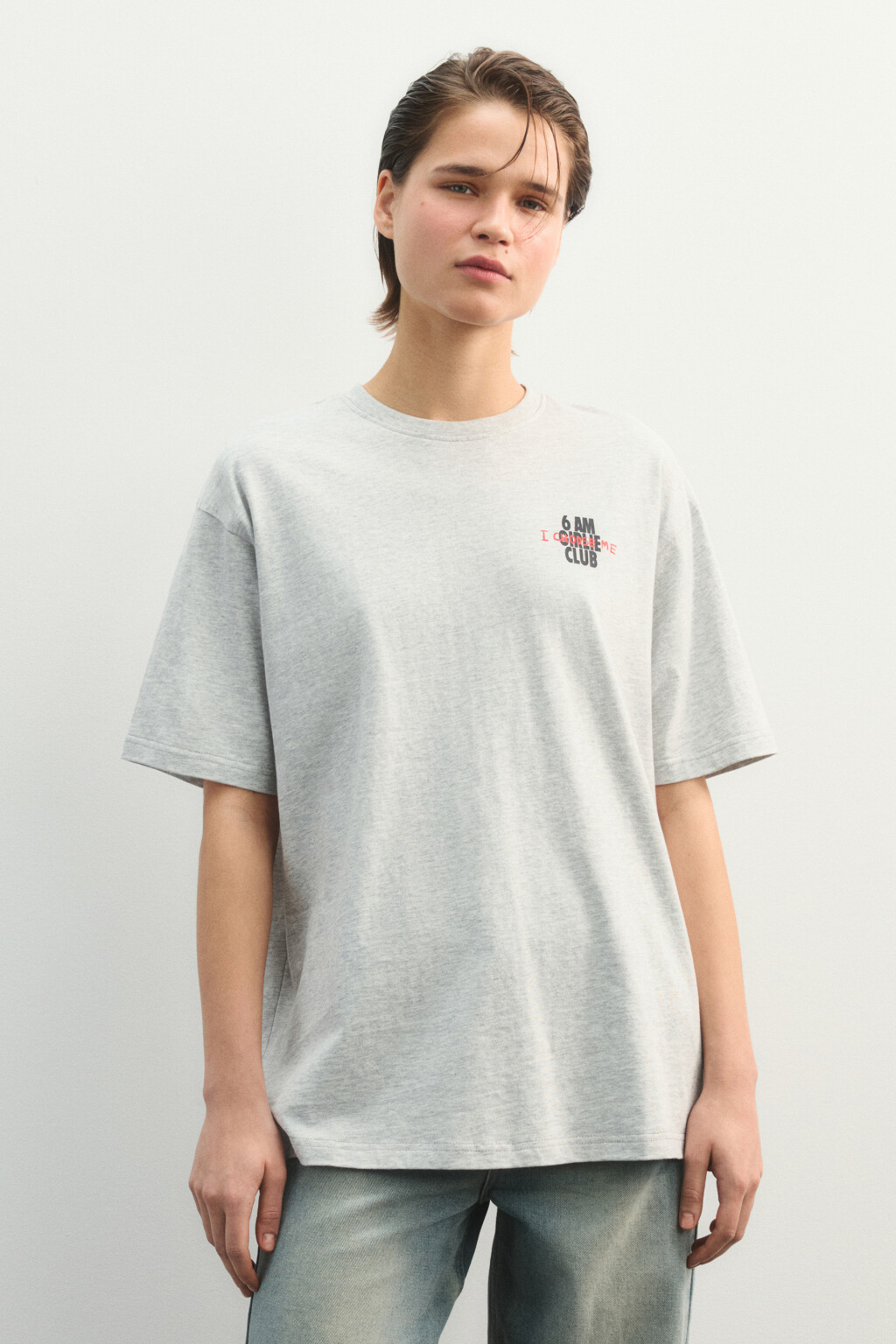 футболка спортивная хлопковая с принтом - цвет серый - 3