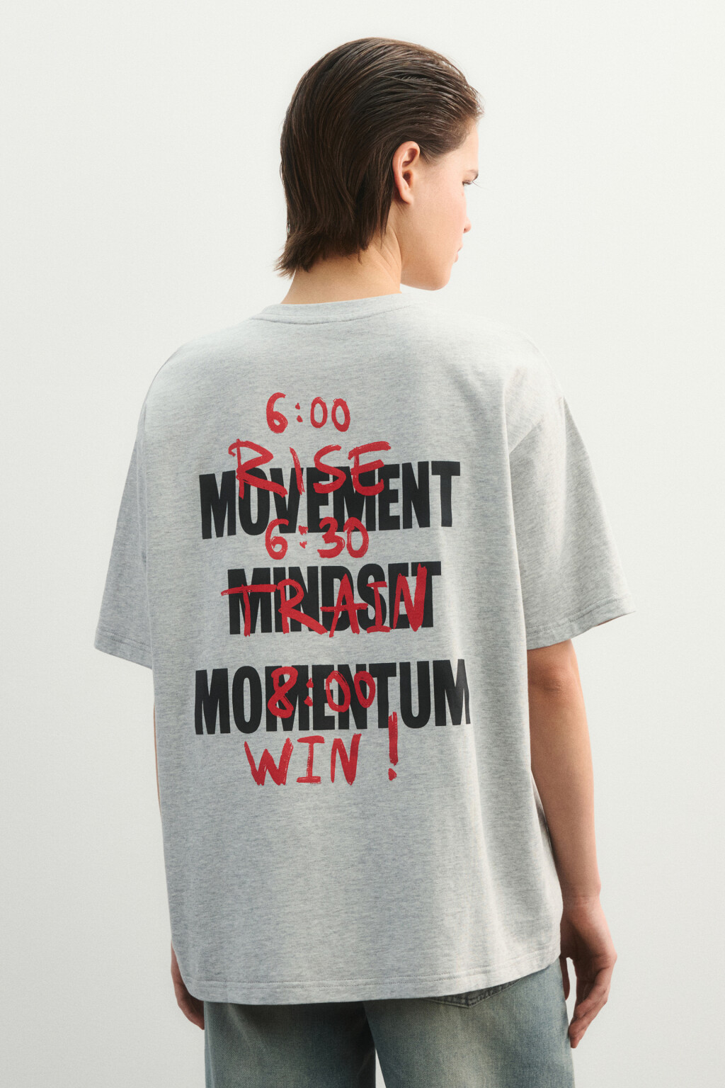 футболка спортивная хлопковая с принтом - цвет серый - 4