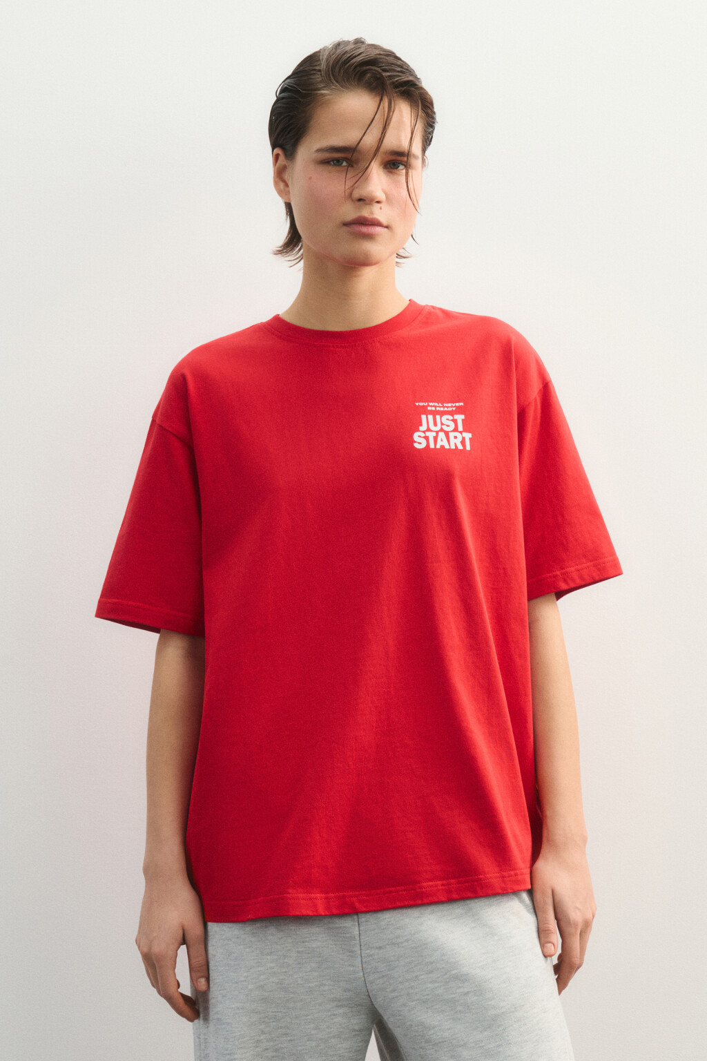 футболка спортивная хлопковая с принтом - цвет красный - 2