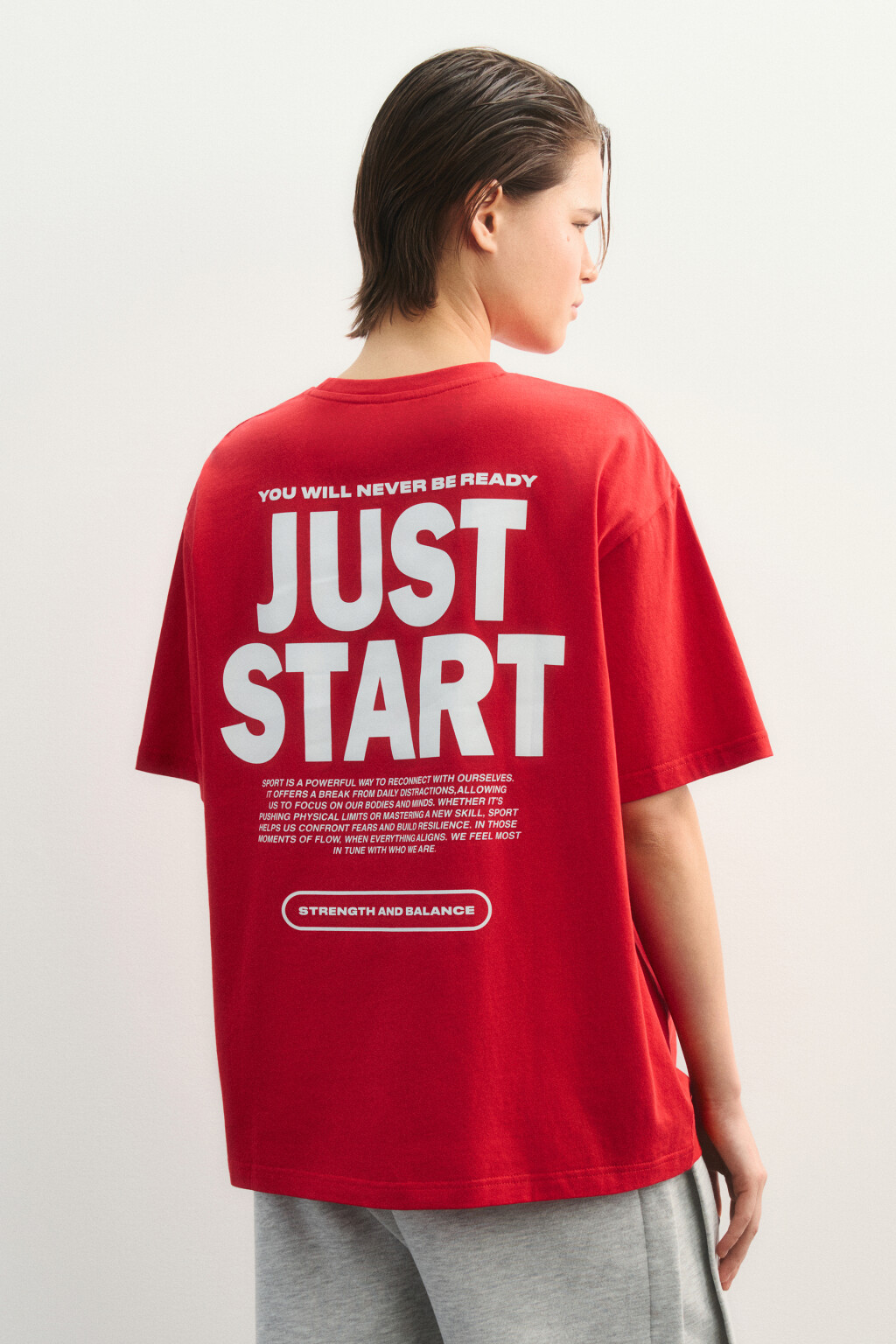 футболка спортивная хлопковая с принтом - цвет красный - 3