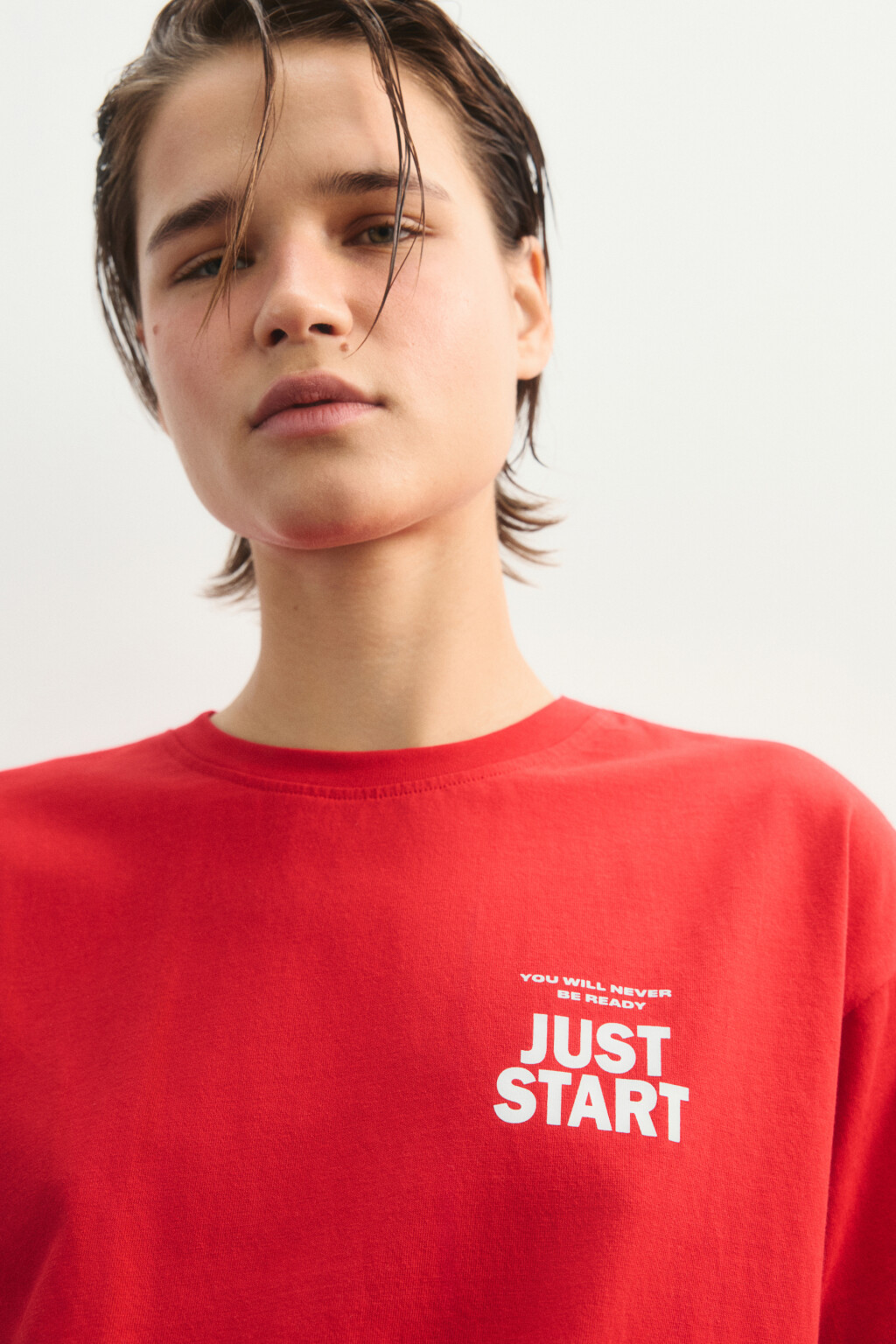 футболка спортивная хлопковая с принтом - цвет красный - 5