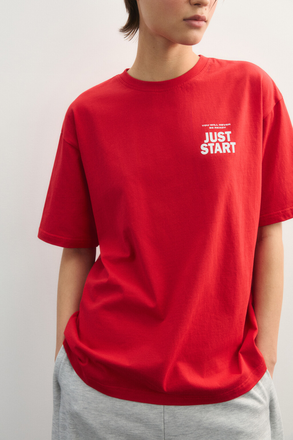 футболка спортивная хлопковая с принтом - цвет красный - 6