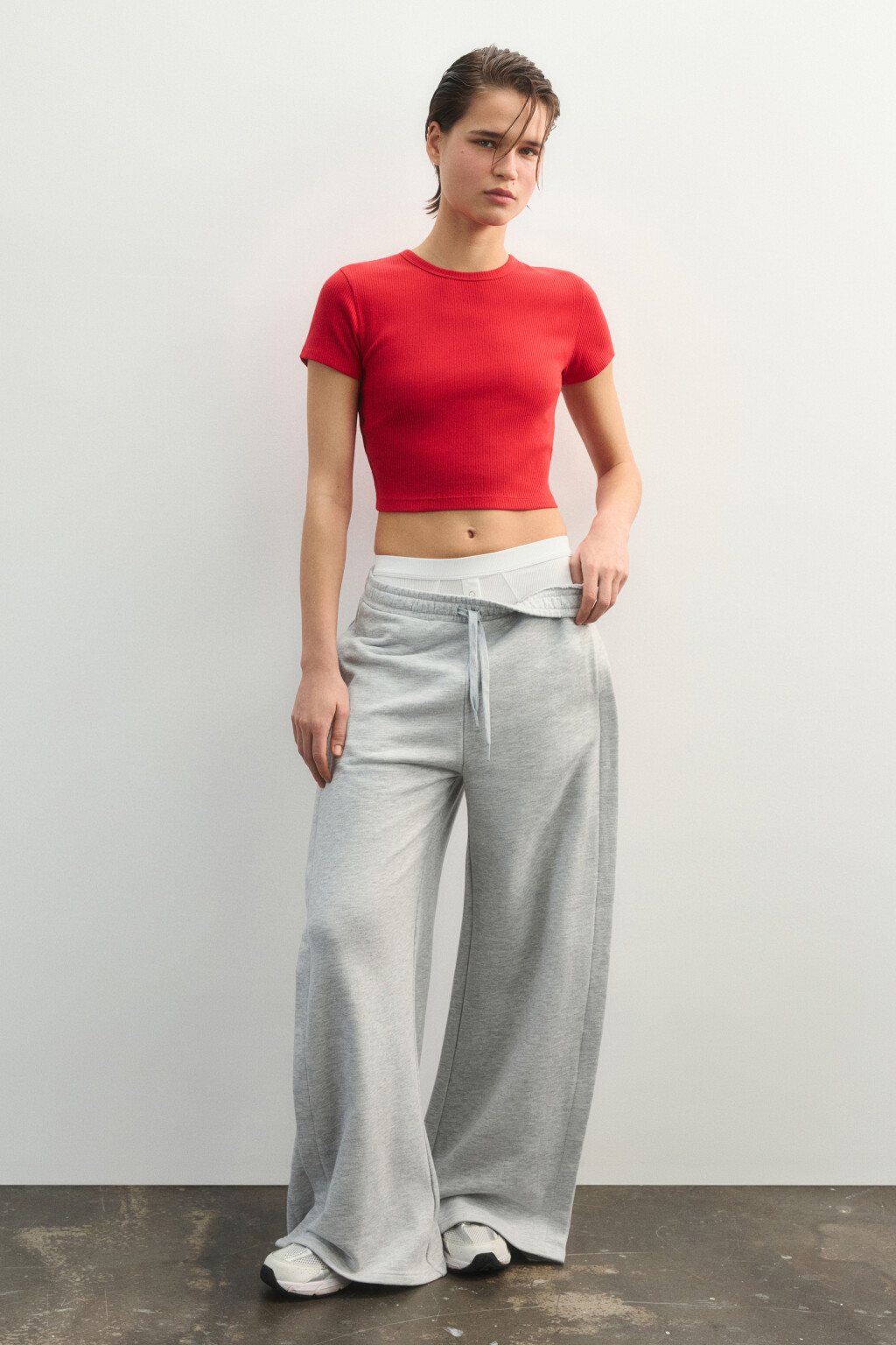 Футболка спортивная облегающая в рубчик - цвет красный - 5