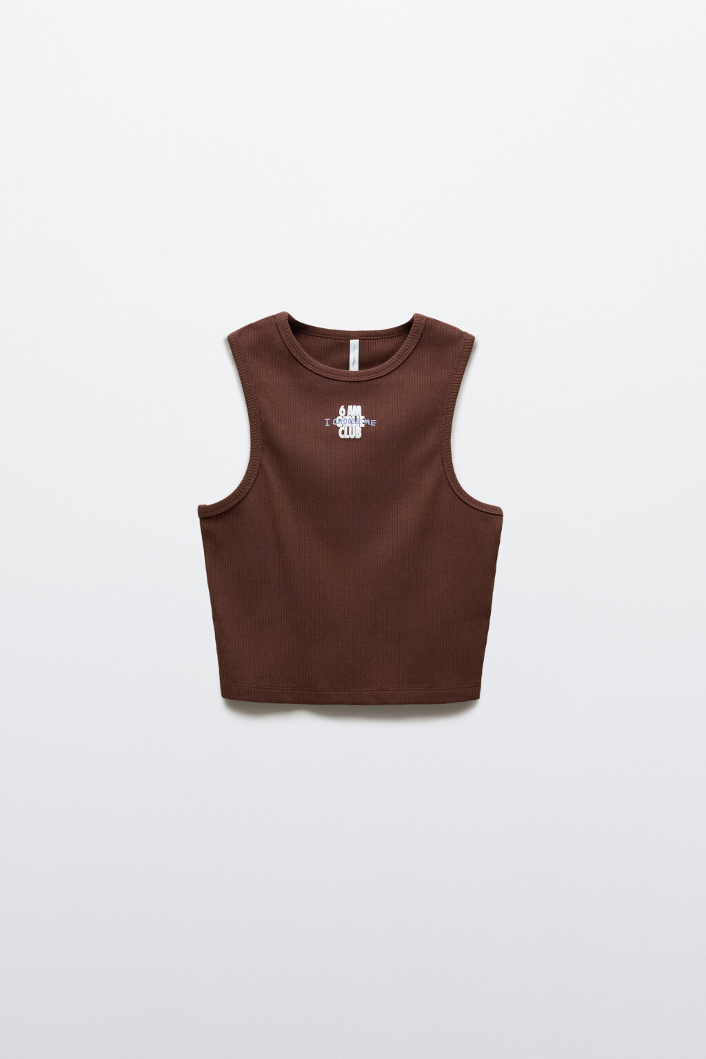 Майка-топ спортивная облегающая в рубчик - цвет коричневый - 1