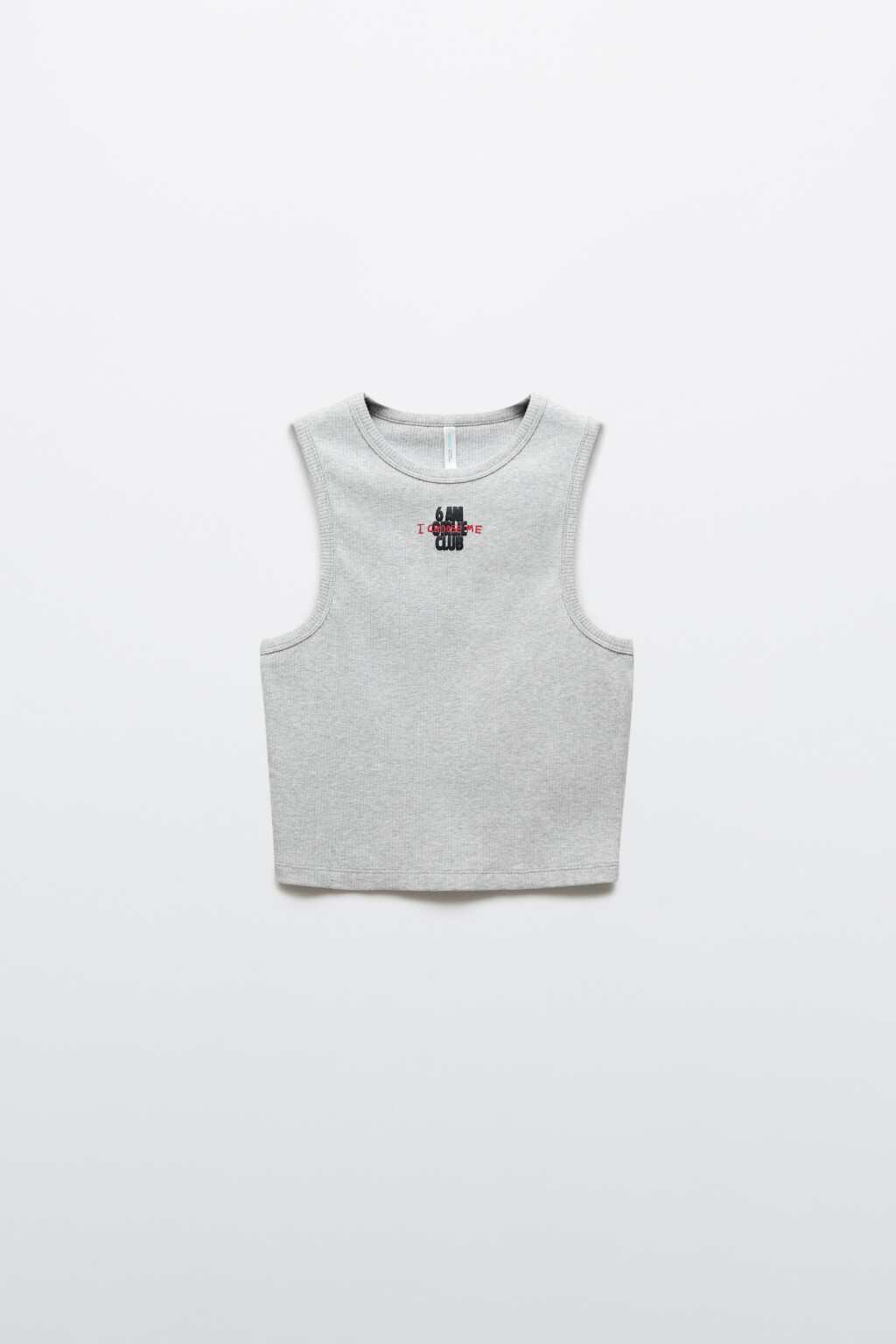 Майка-топ спортивная облегающая в рубчик - цвет серый - 1