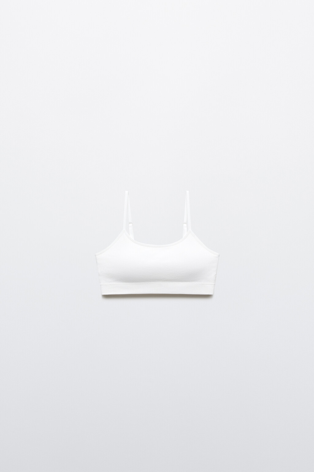 Бюстгальтер-топ спортивный в рубчик - цвет ванильный - 1