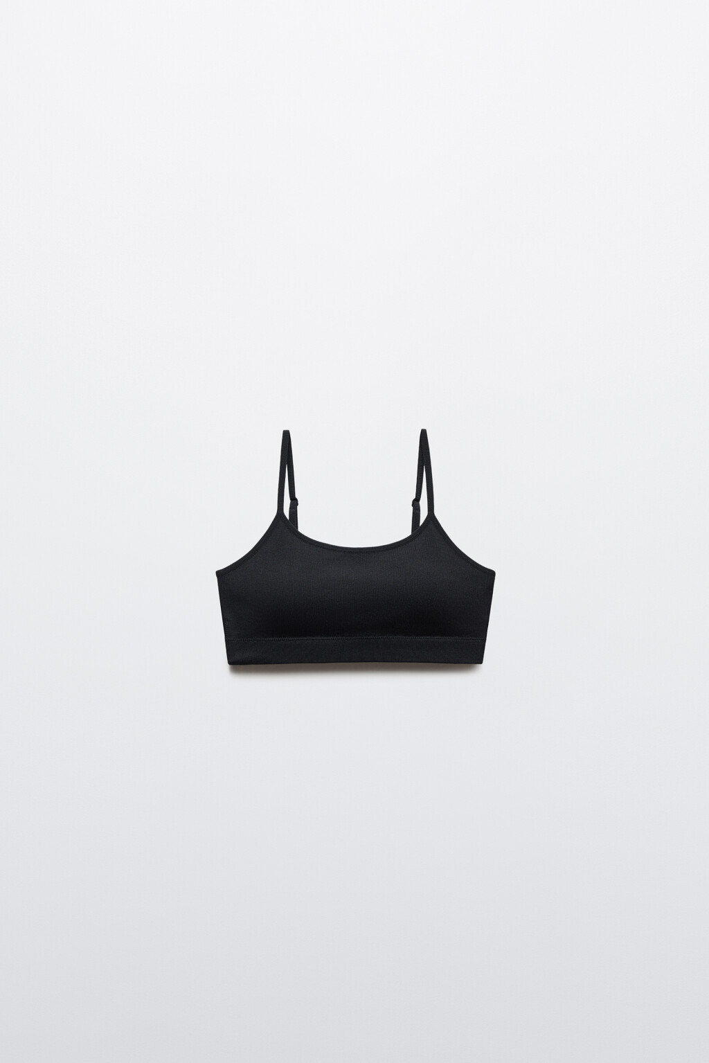 Бюстгальтер-топ спортивный в рубчик - цвет черный - 1