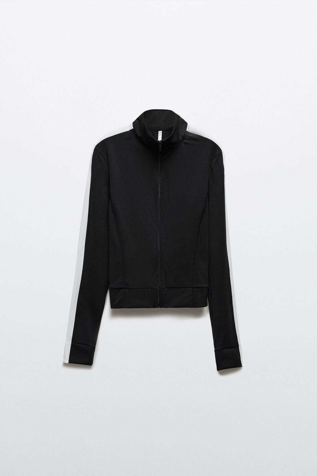 Лонгслив спортивный облегающий на молнии с лампасами - цвет черный - 1