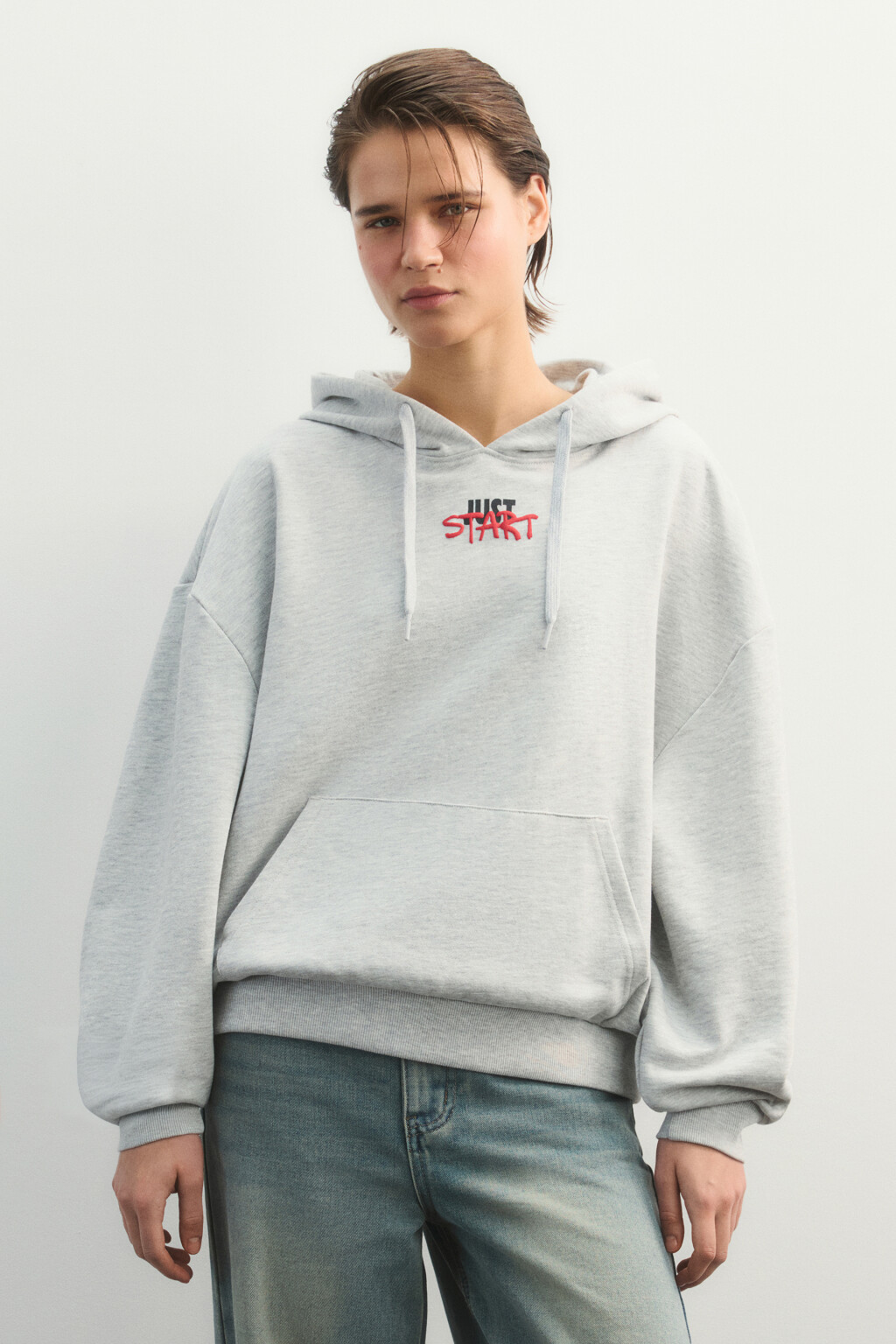 худи спортивная оверсайз из футера - цвет серый - 2
