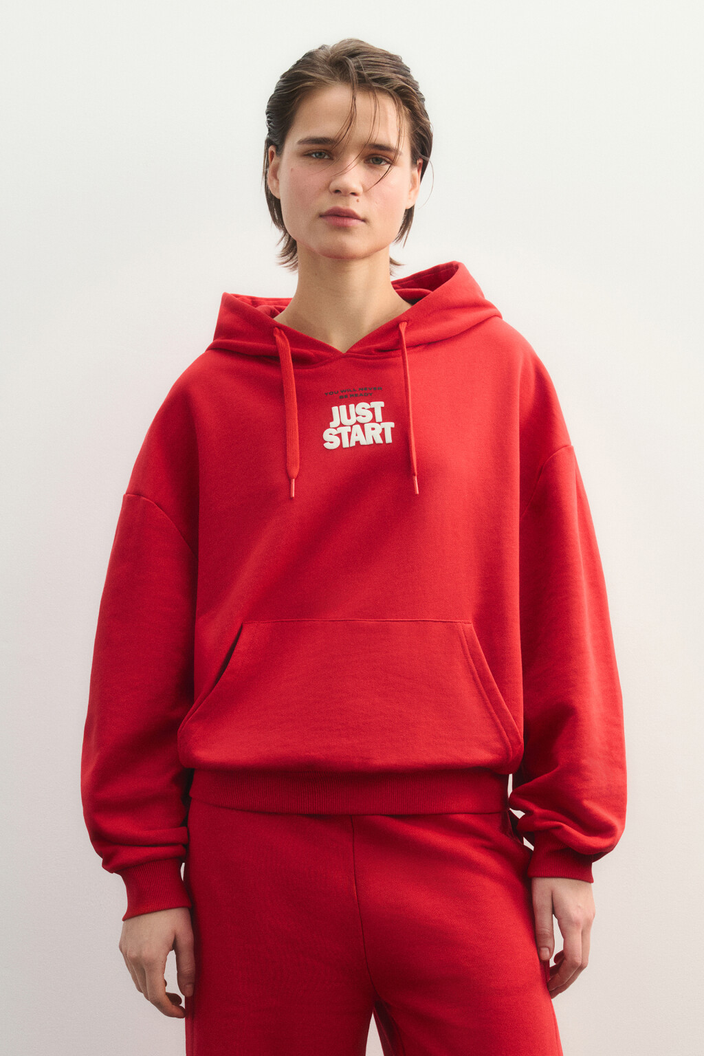 худи спортивная оверсайз из футера - цвет красный - 3