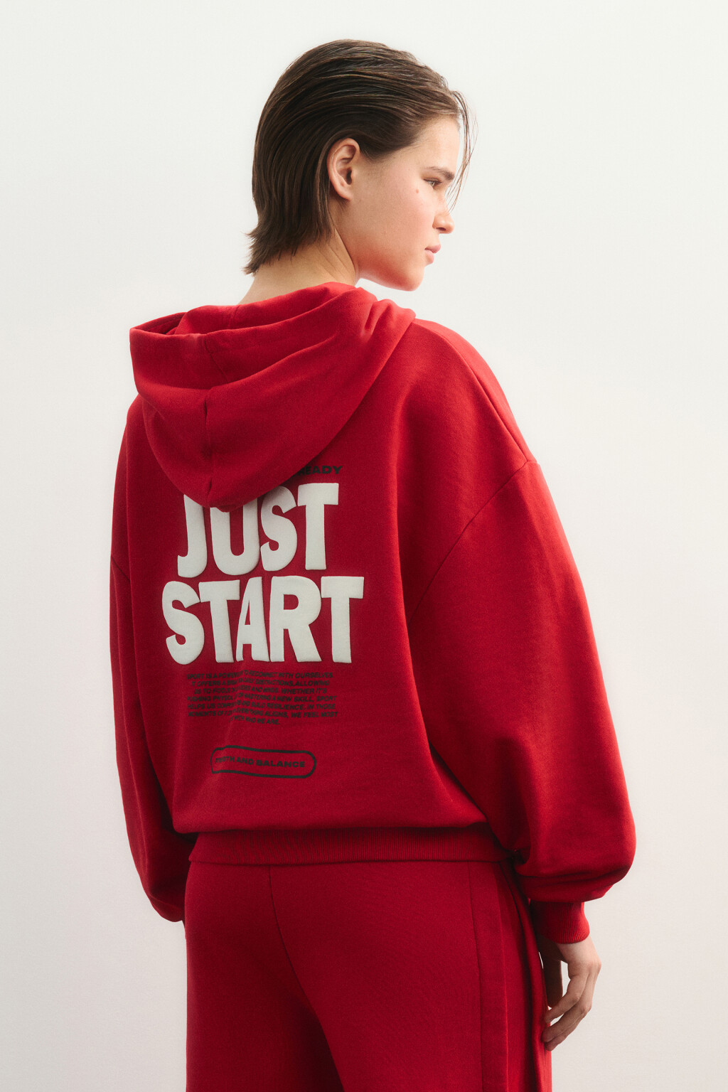 худи спортивная оверсайз из футера - цвет красный - 4