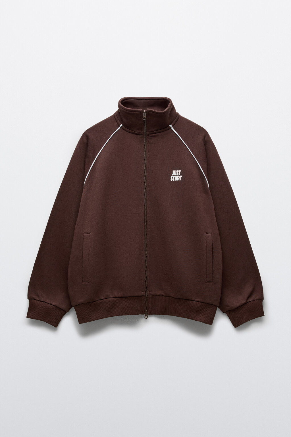 Худи спортивная oversize из футера с принтом - цвет коричневый - 1