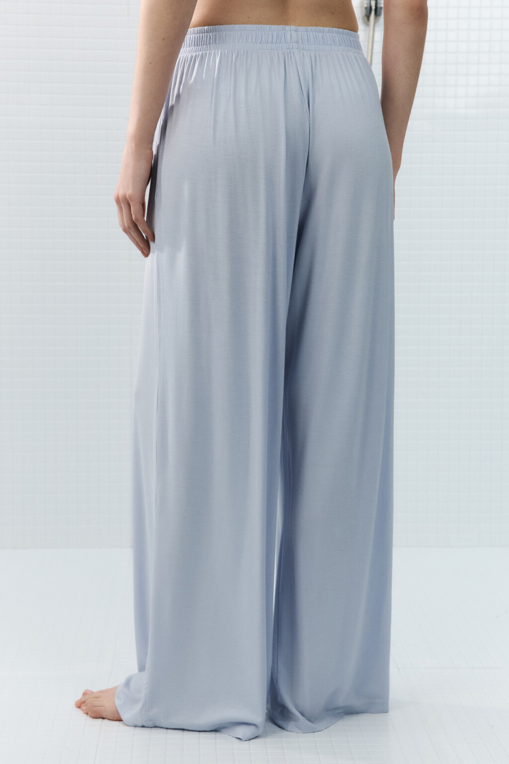 Брюки домашние широкие - цвет голубой - 3