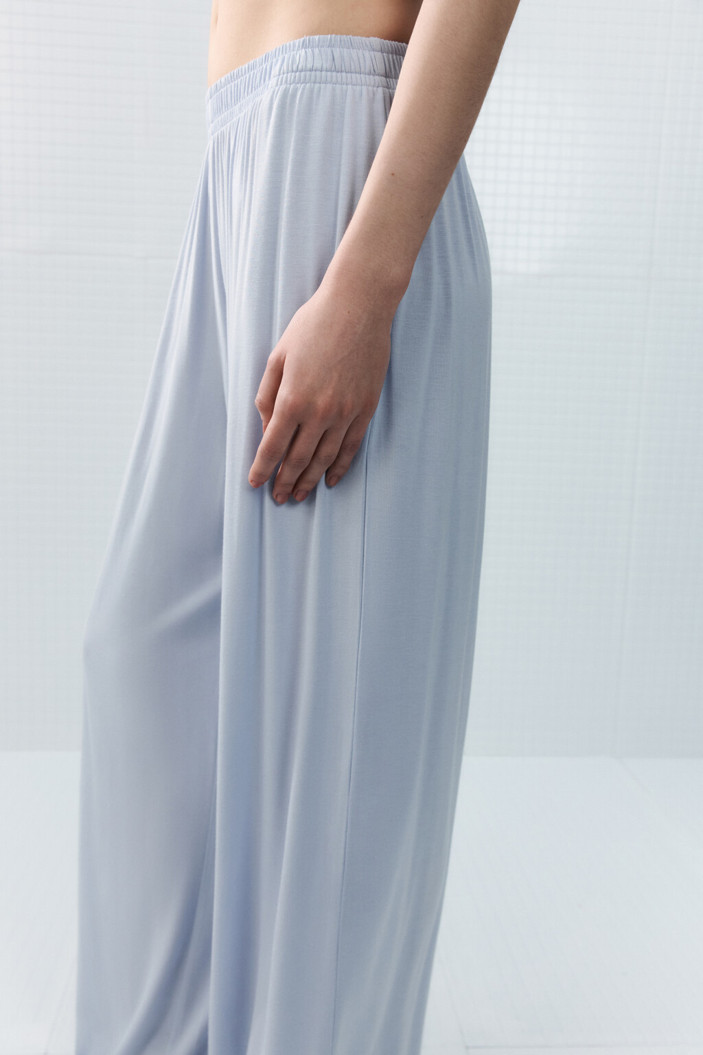 Брюки домашние широкие - цвет голубой - 6