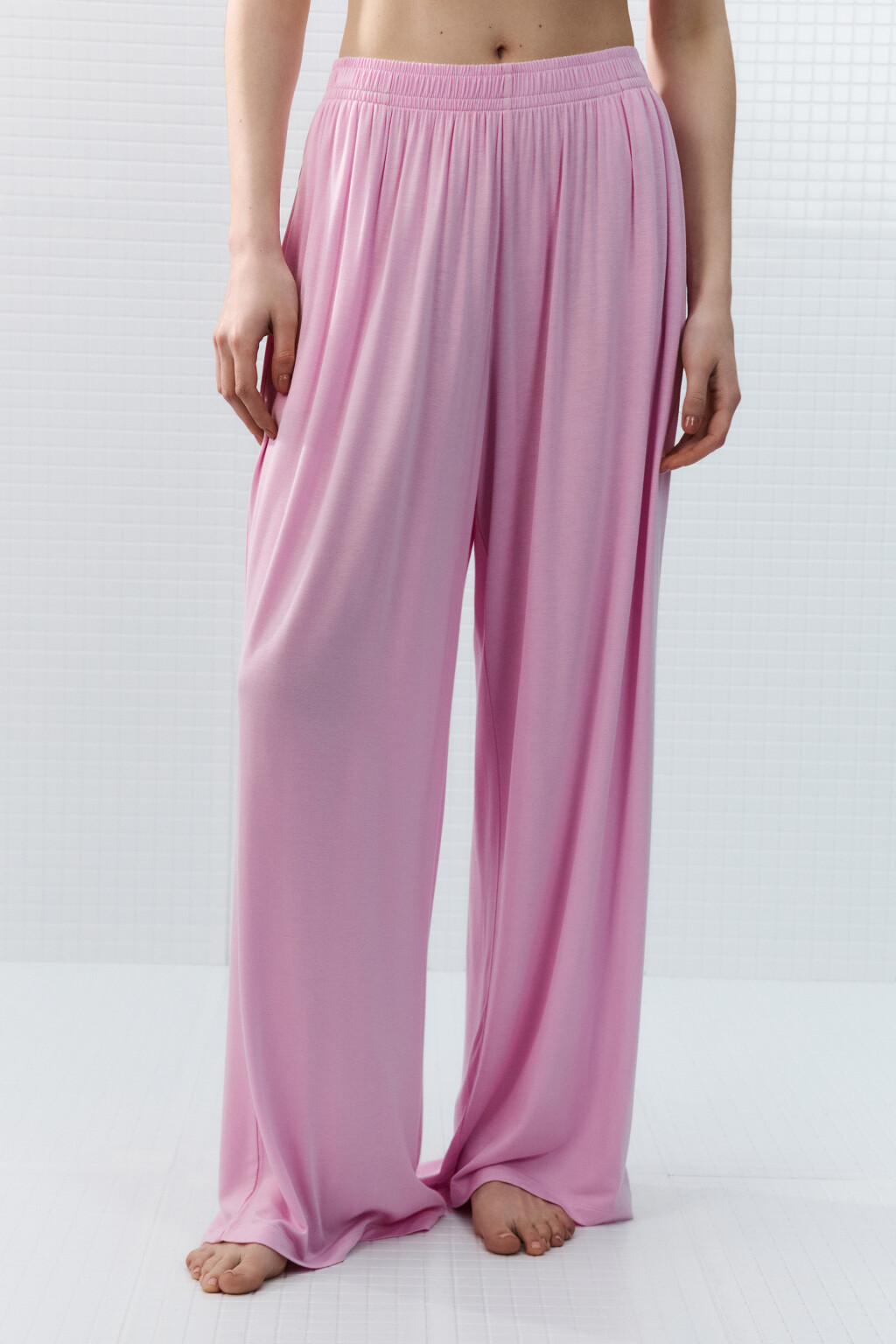 Брюки домашние широкие - цвет розовый - 2