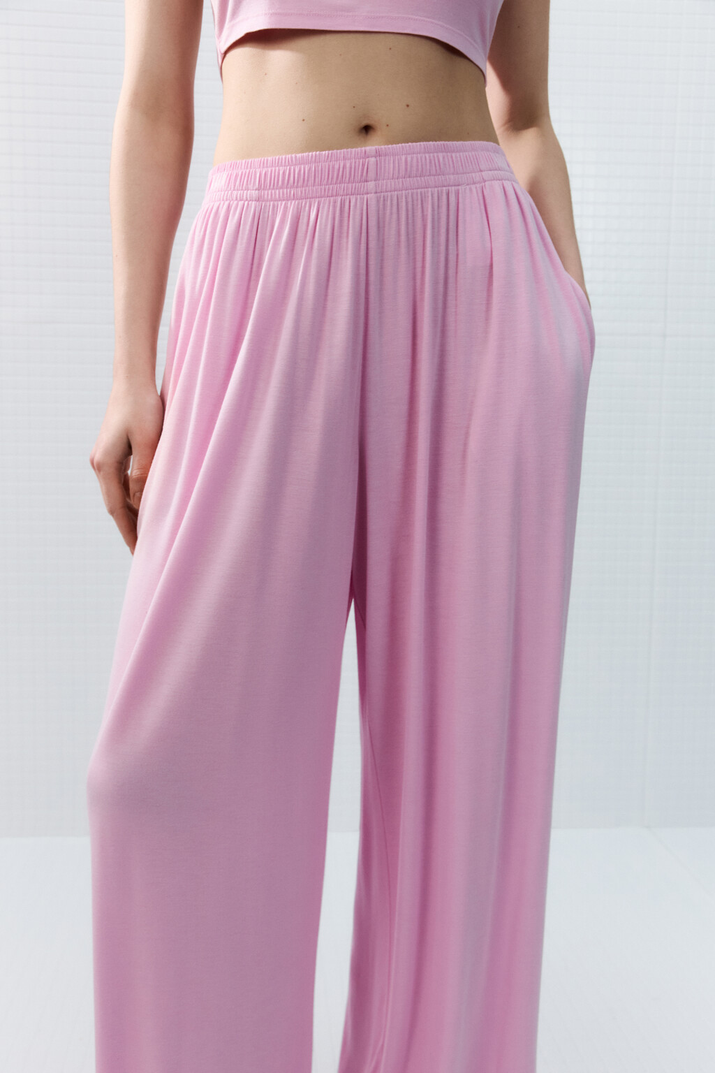 Брюки домашние широкие - цвет розовый - 5