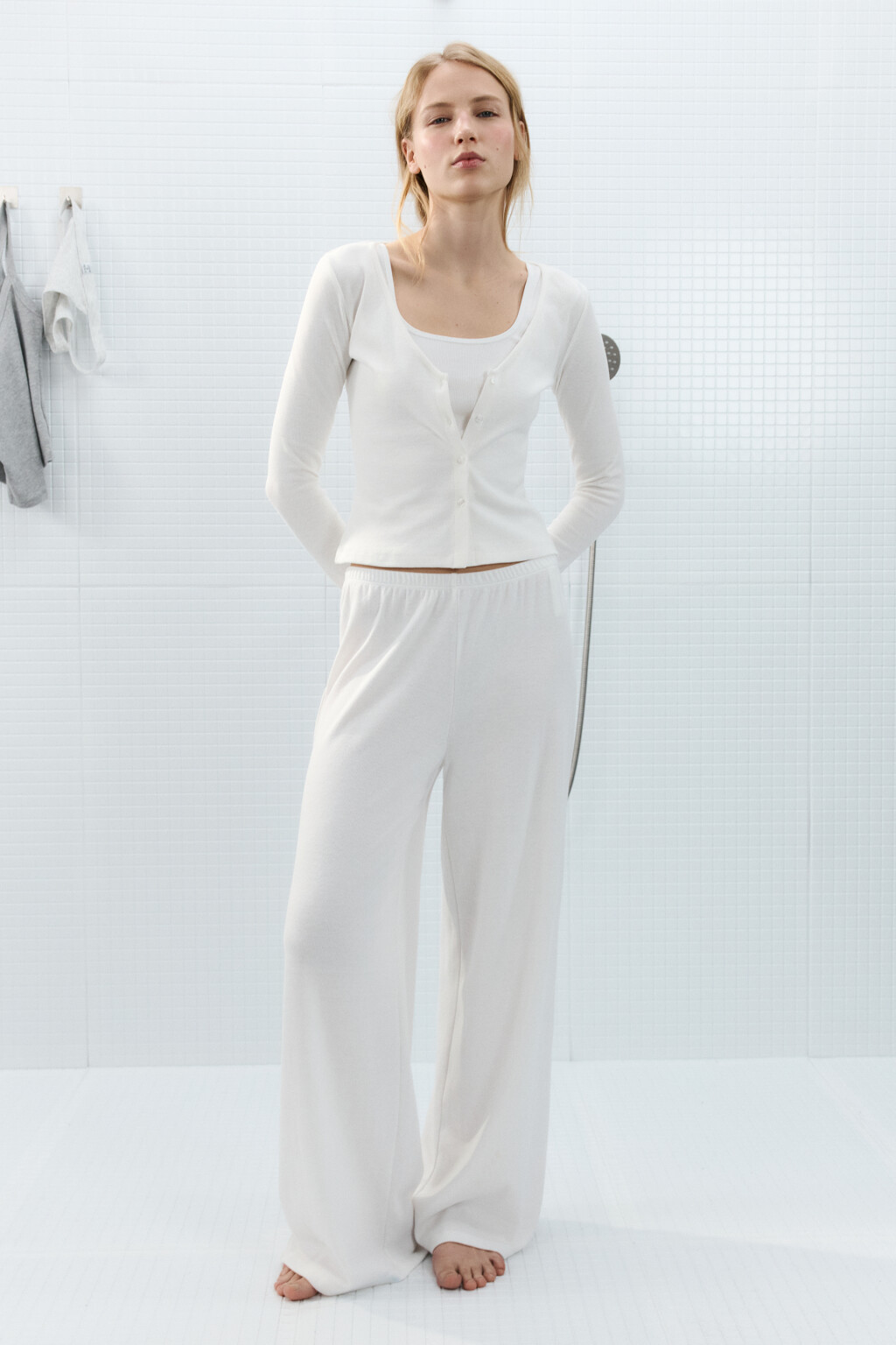 Брюки домашние широкие - цвет ванильный - 4