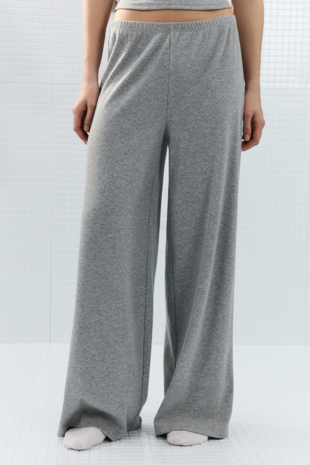 Брюки домашние широкие - цвет серый - 3