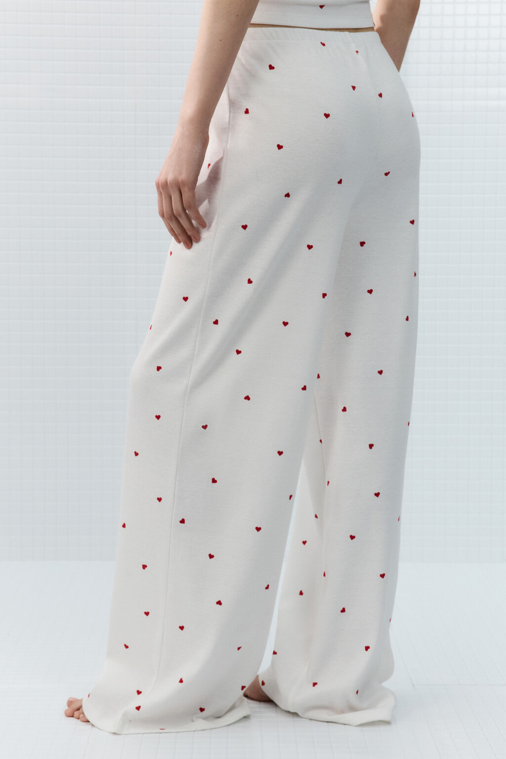 Брюки домашние широкие - цвет красный - 3