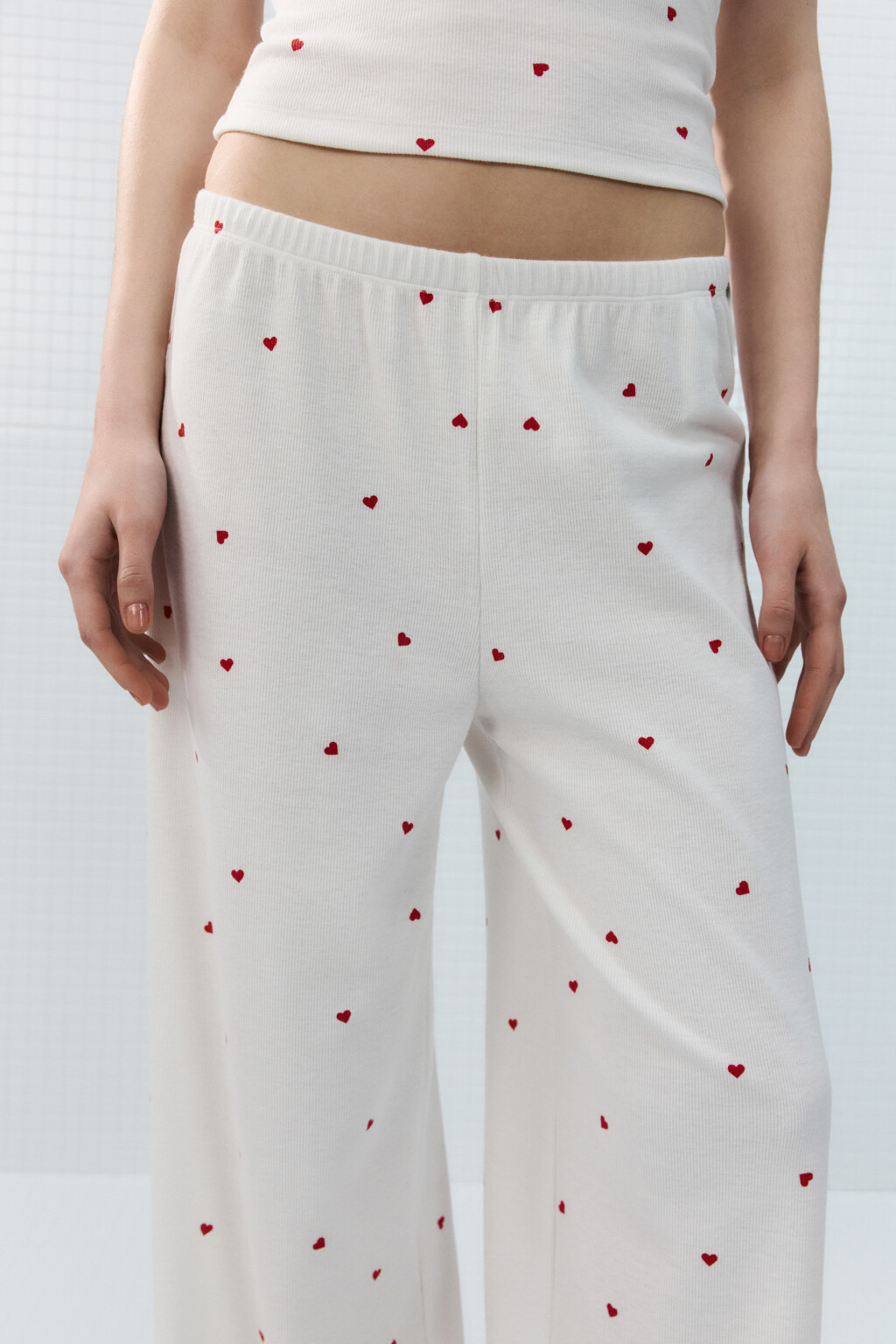 Брюки домашние широкие - цвет красный - 5