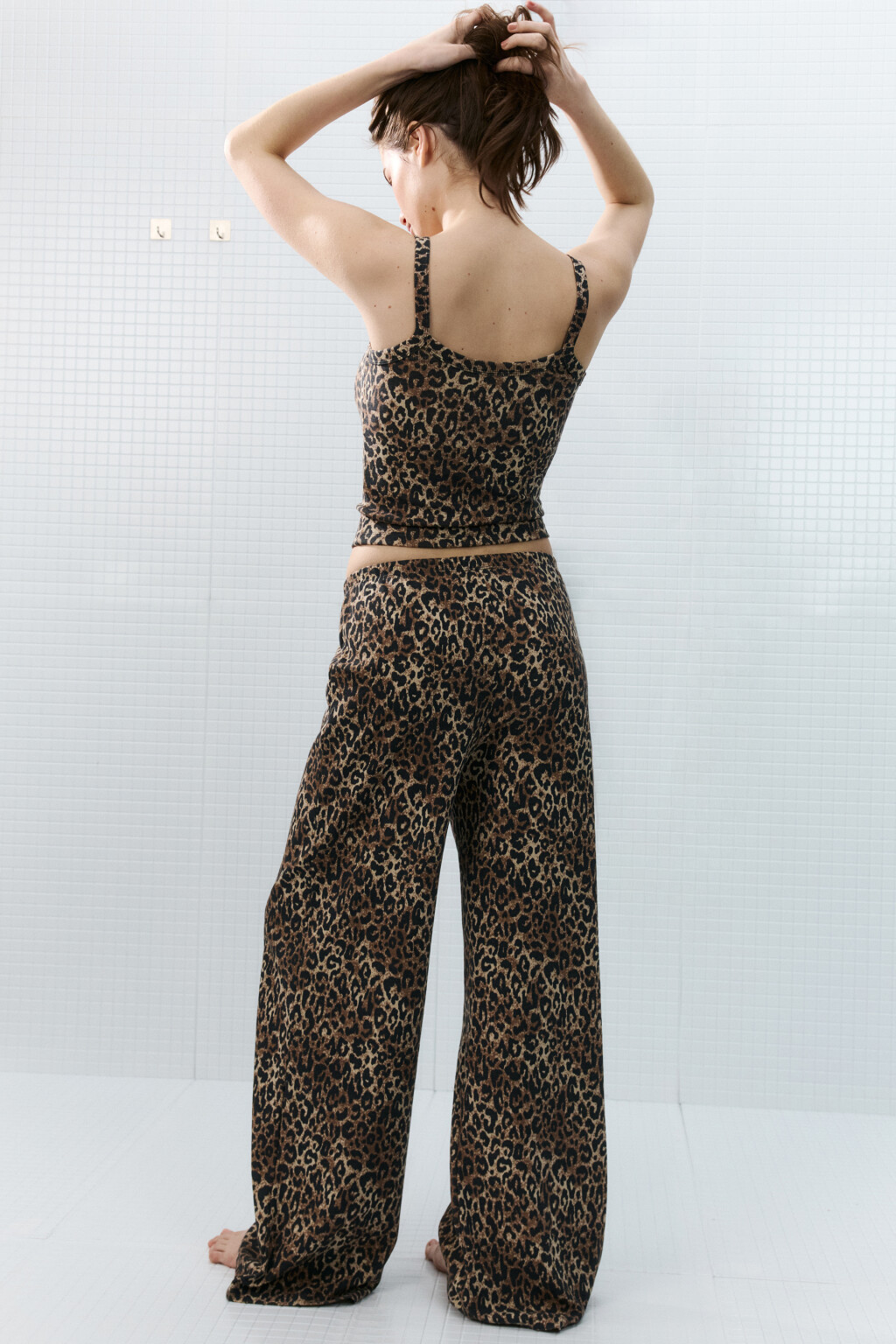 Брюки домашние широкие - цвет мультиколор - 1