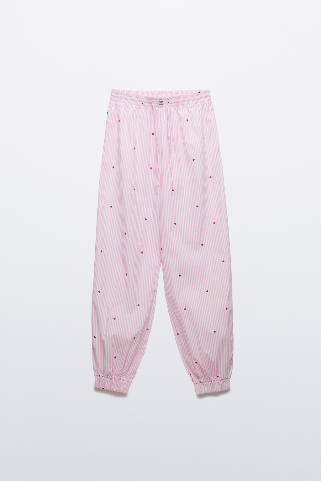 Брюки-джоггеры домашние на завязках в полоску - цвет красный - 1