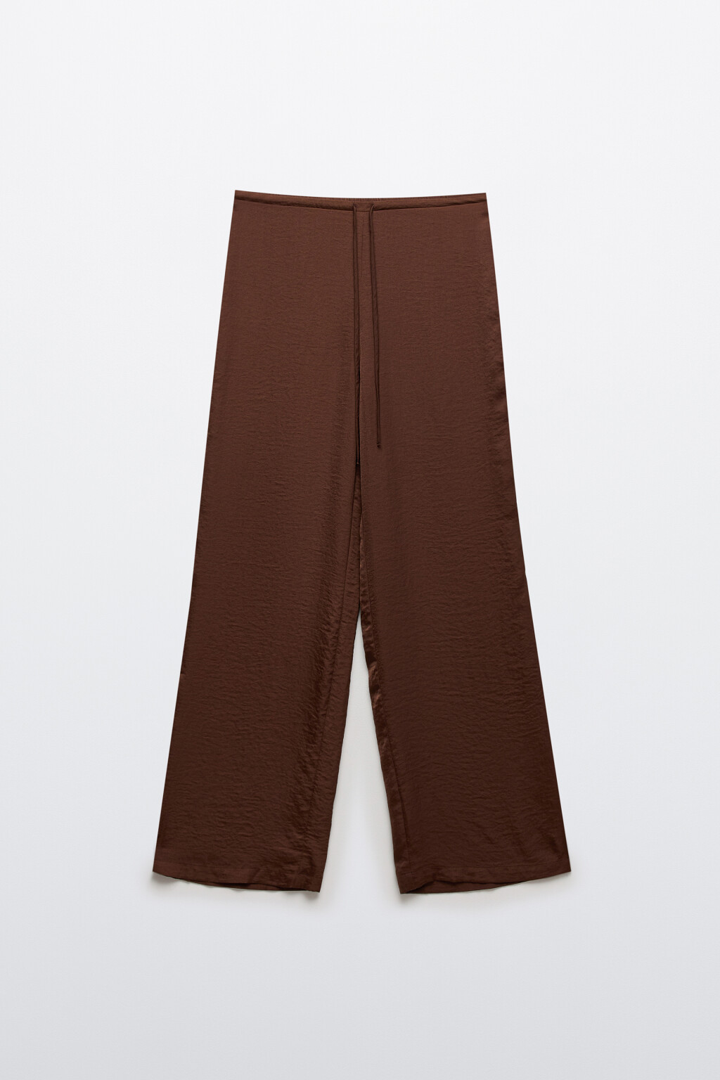 Брюки домашние с атласной фактурой - цвет коричневый - 1