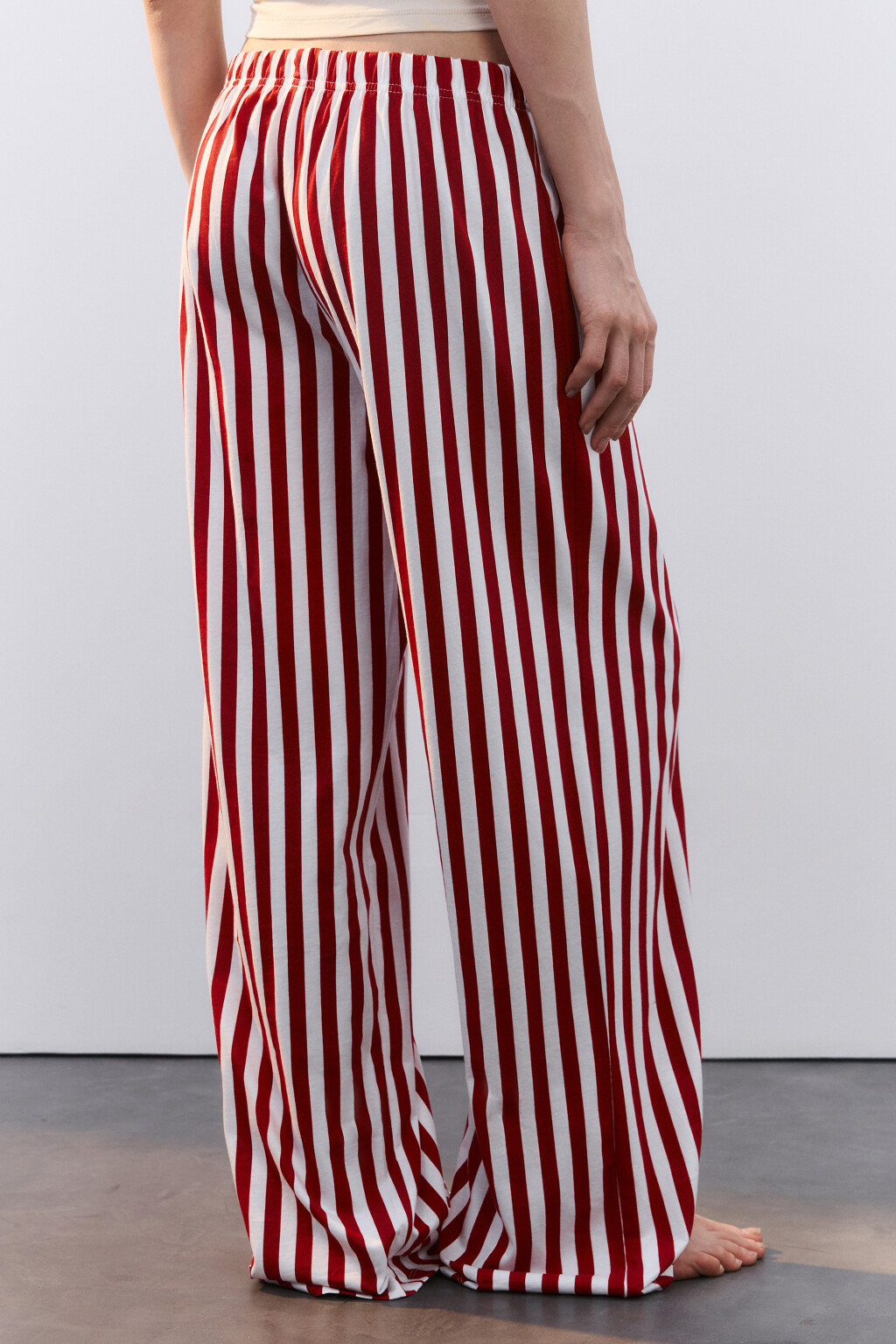 Брюки домашние хлопковые на пуговицах с принтом - цвет красный - 3