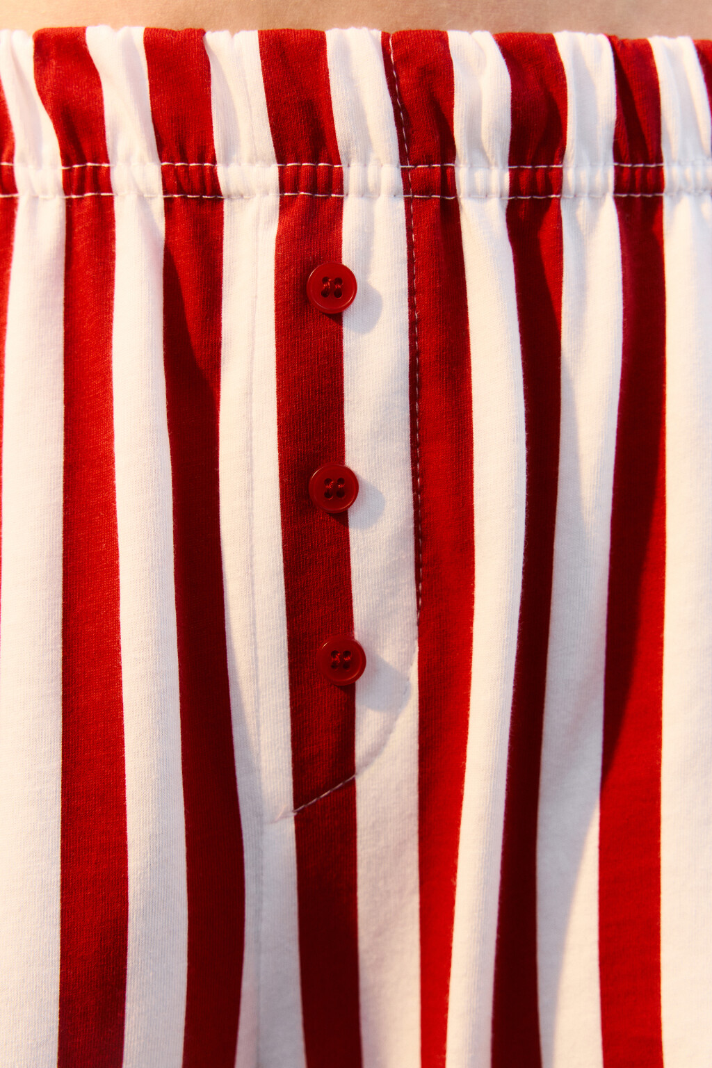 Брюки домашние хлопковые на пуговицах с принтом - цвет красный - 6