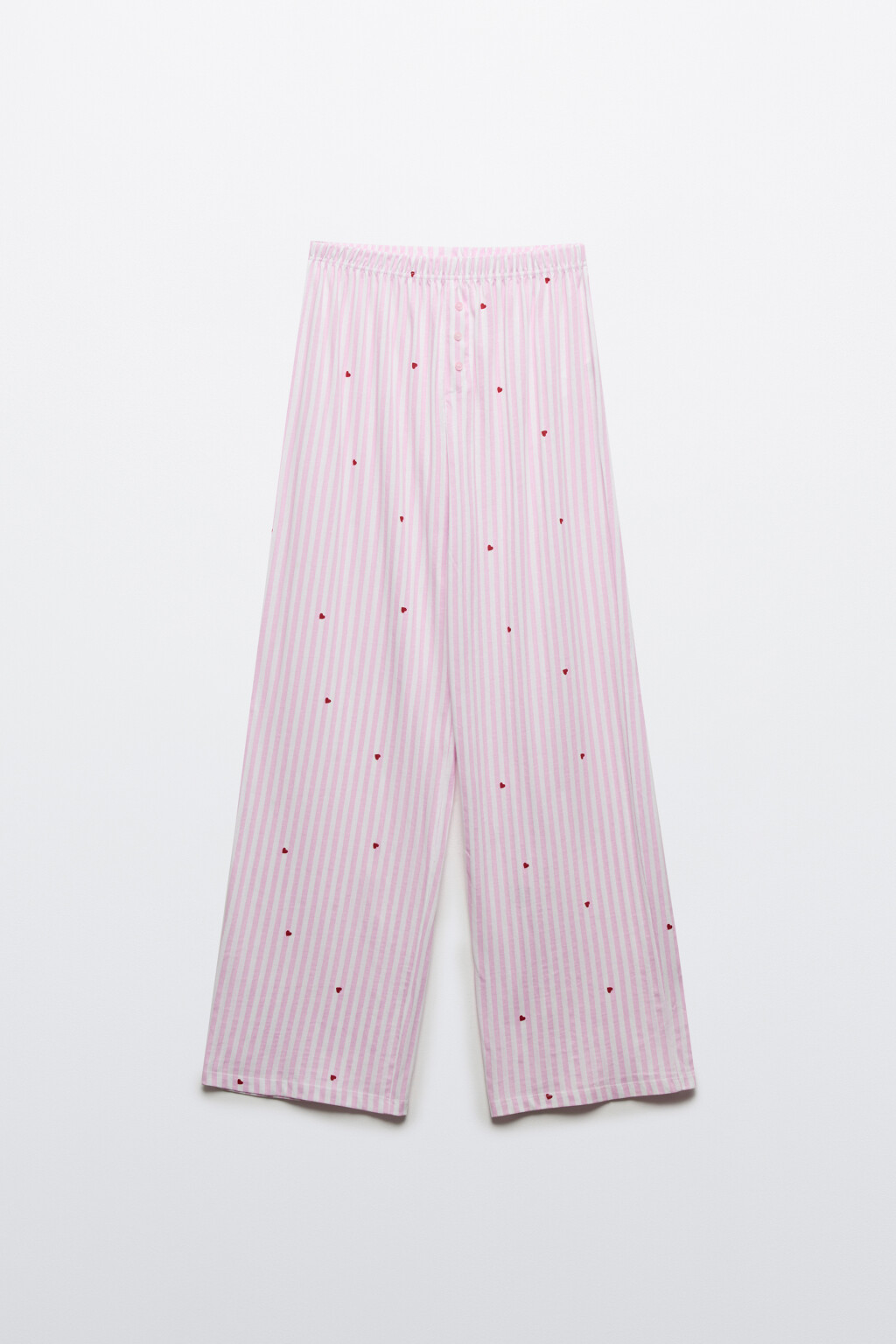 Брюки домашние хлопковые в полоску с нашивкой - цвет красный - 1
