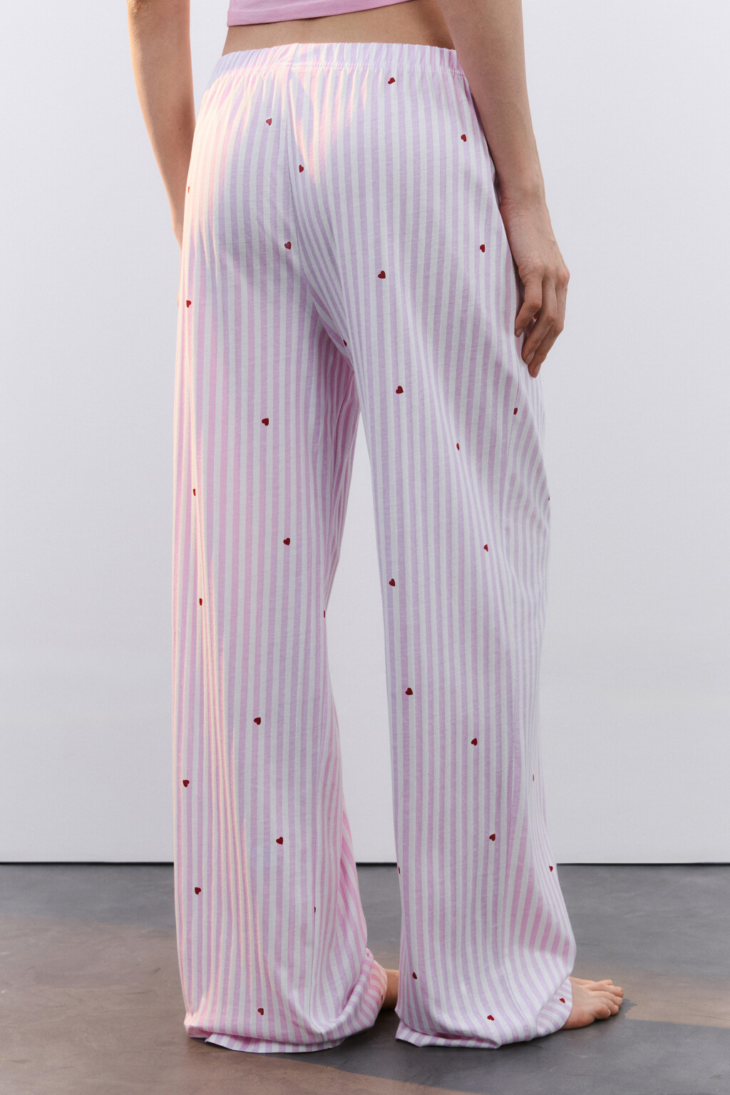 Брюки домашние хлопковые на пуговицах с принтом - цвет красный - 4