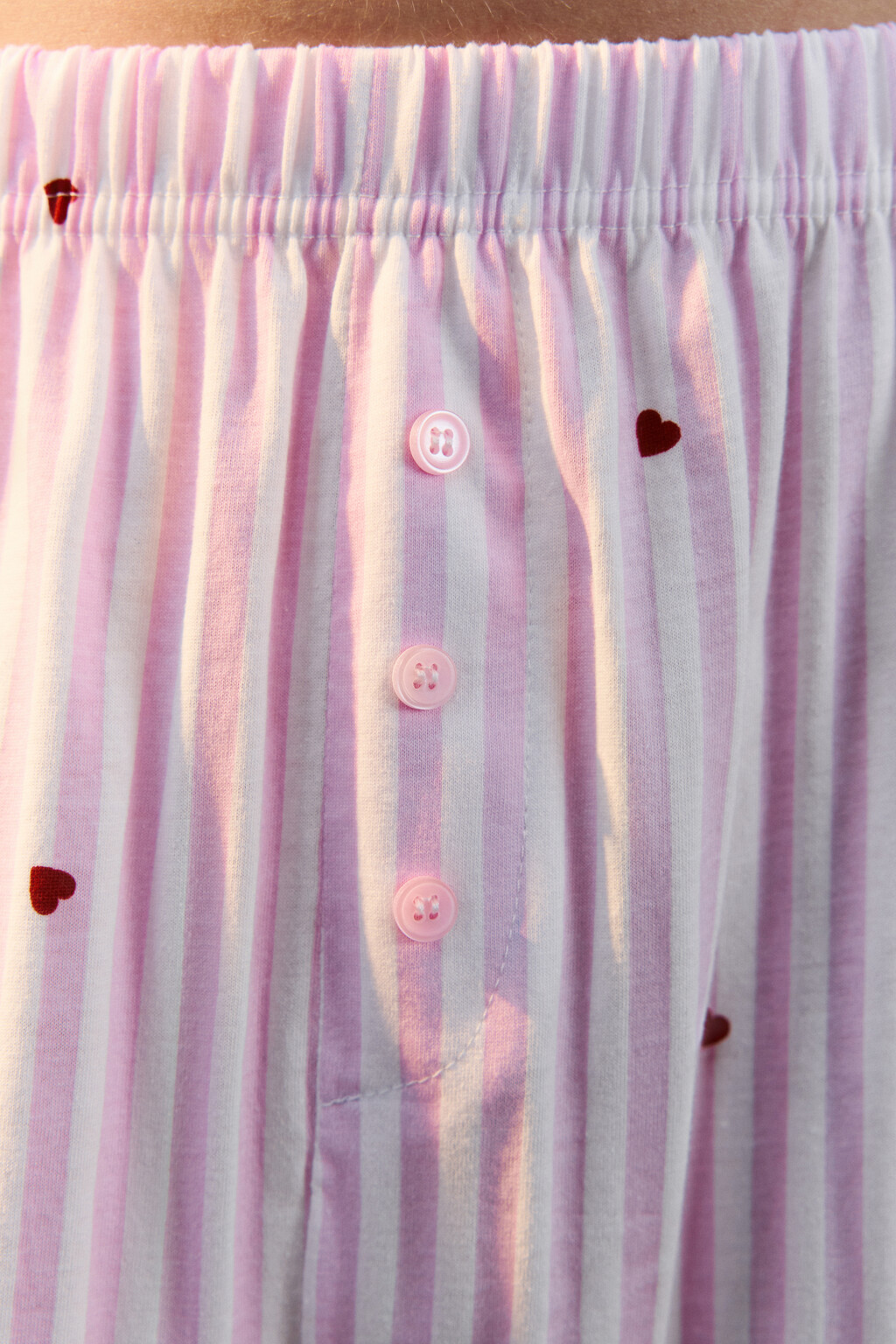 Брюки домашние хлопковые на пуговицах с принтом - цвет красный - 7